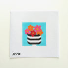 Flowers in Striped Pot Needlepoint Canvas - KC Needlepoint