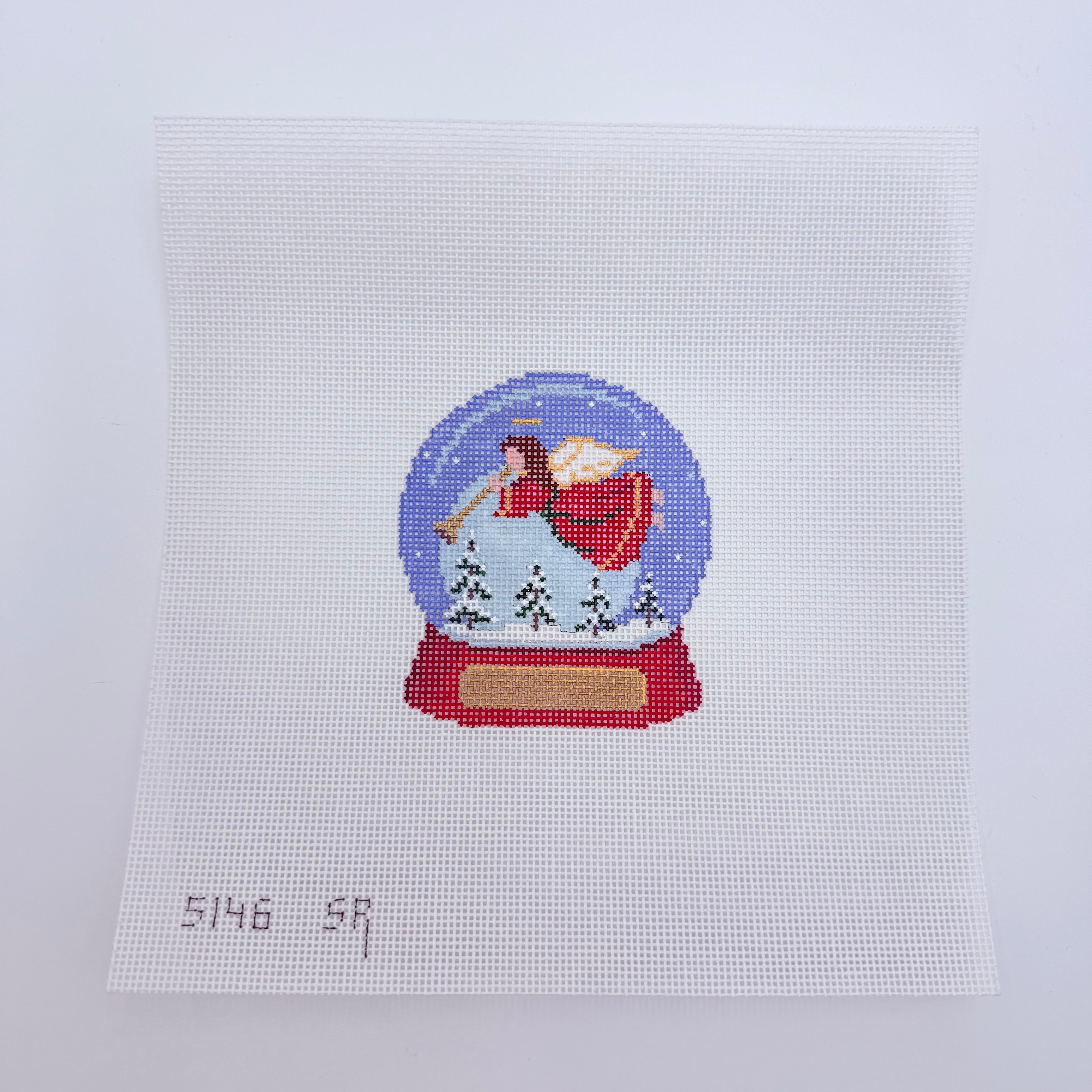 Snow Globe Angel Canvas - KC Needlepoint