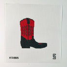 Red and Black Cowboy Boot Canvas - KC Needlepoint