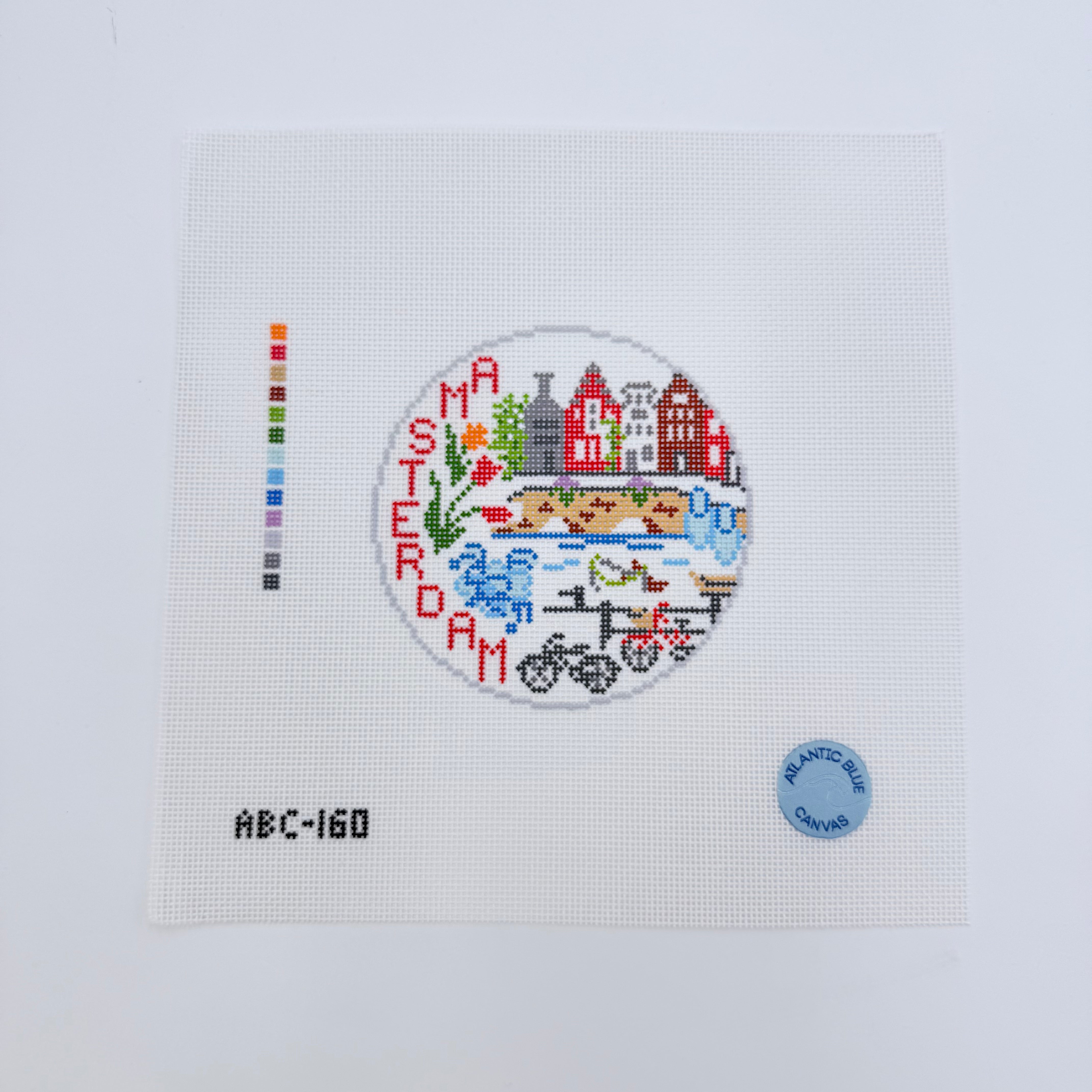 Amsterdam Travel Round Canvas - KC Needlepoint
