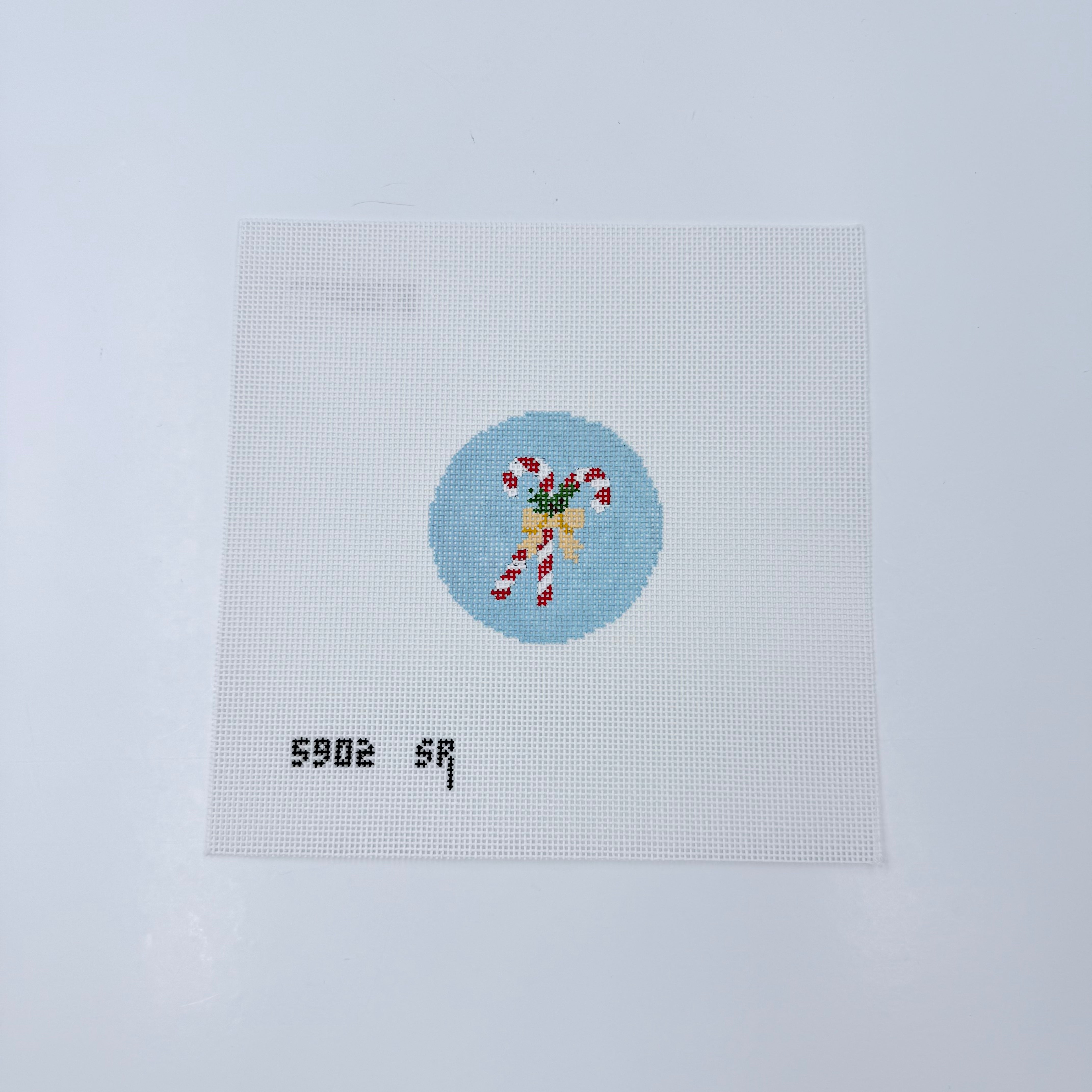 Candy Canes Round Canvas - KC Needlepoint