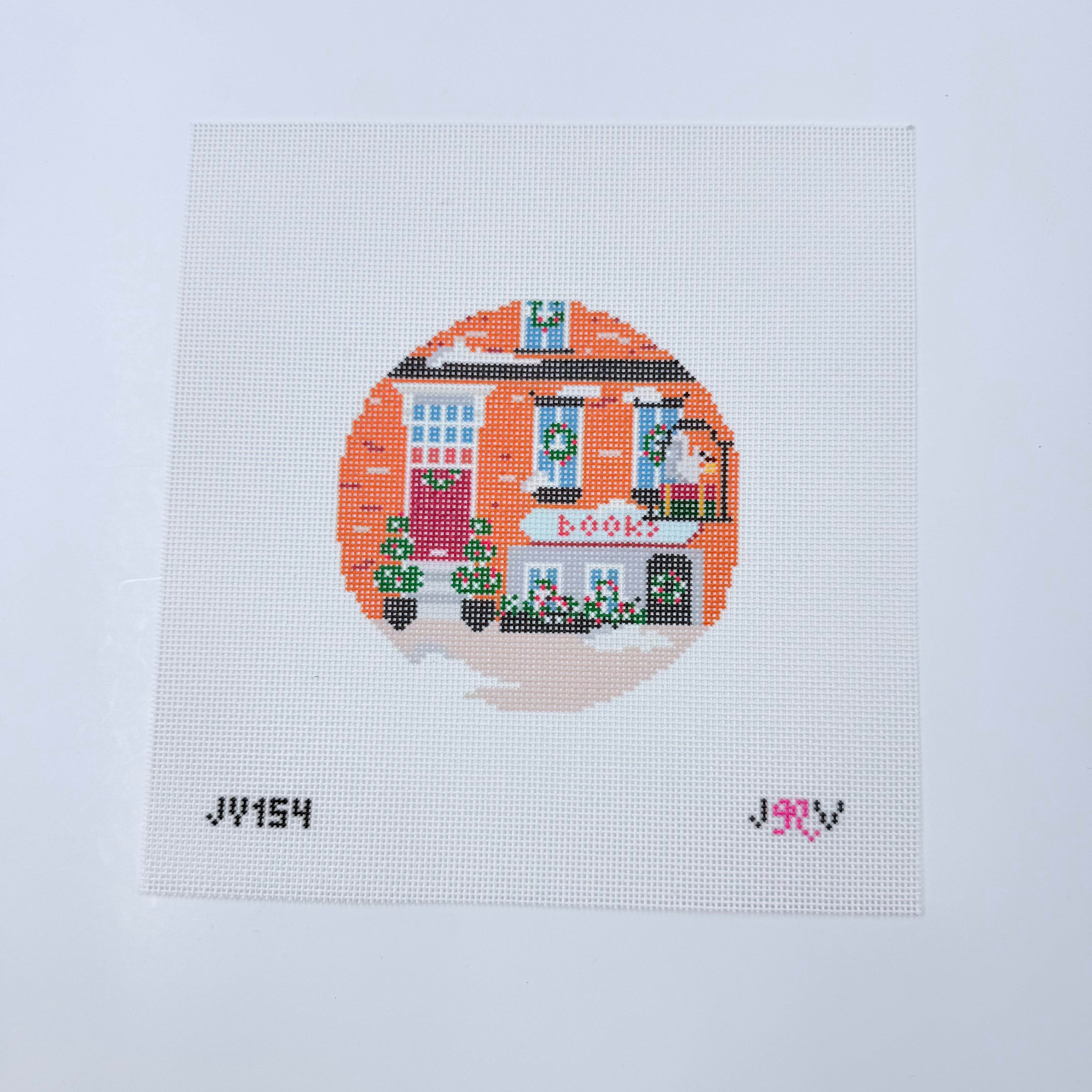 Winter Book Shop Canvas - KC Needlepoint