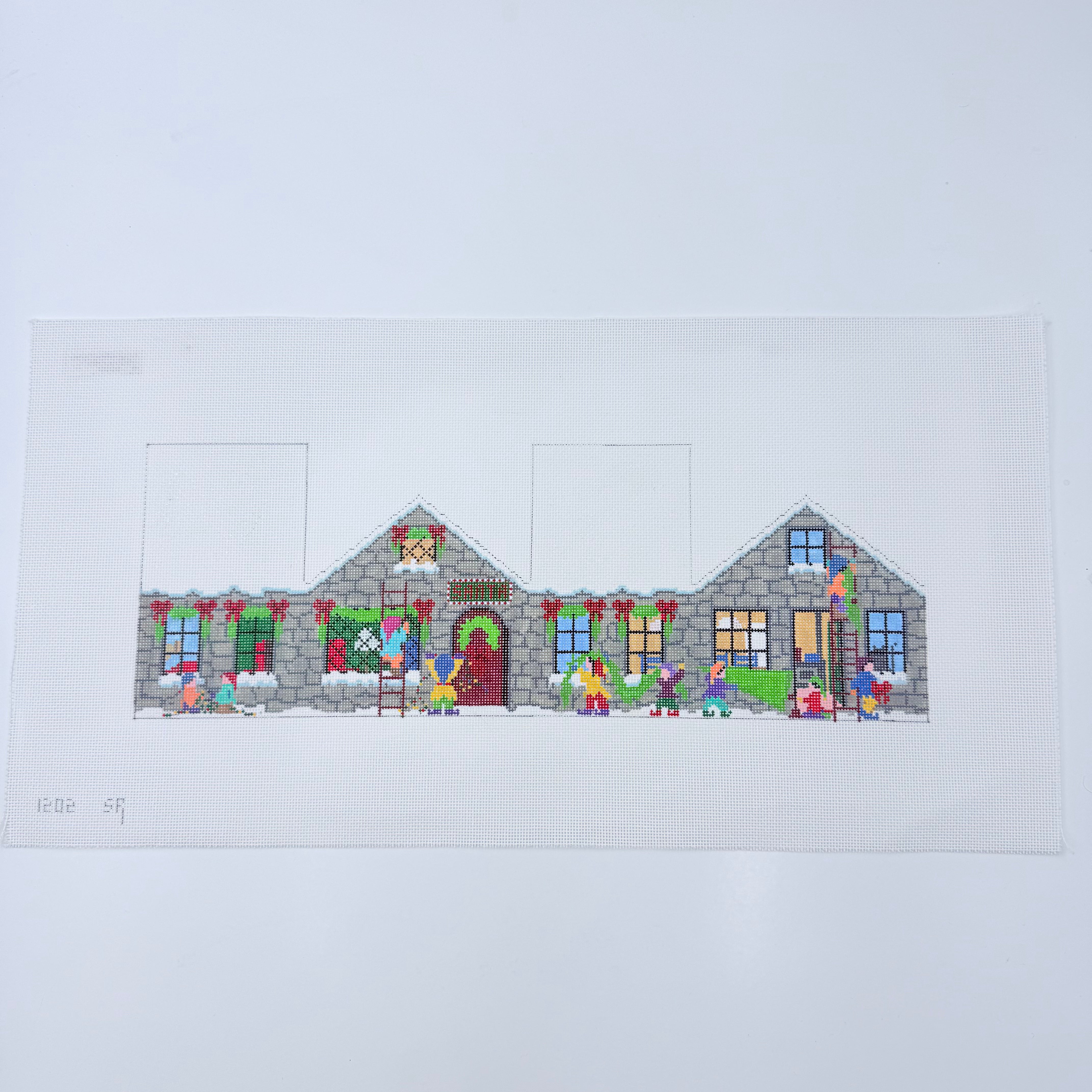 Santa Village Santa's House Canvas - KC Needlepoint