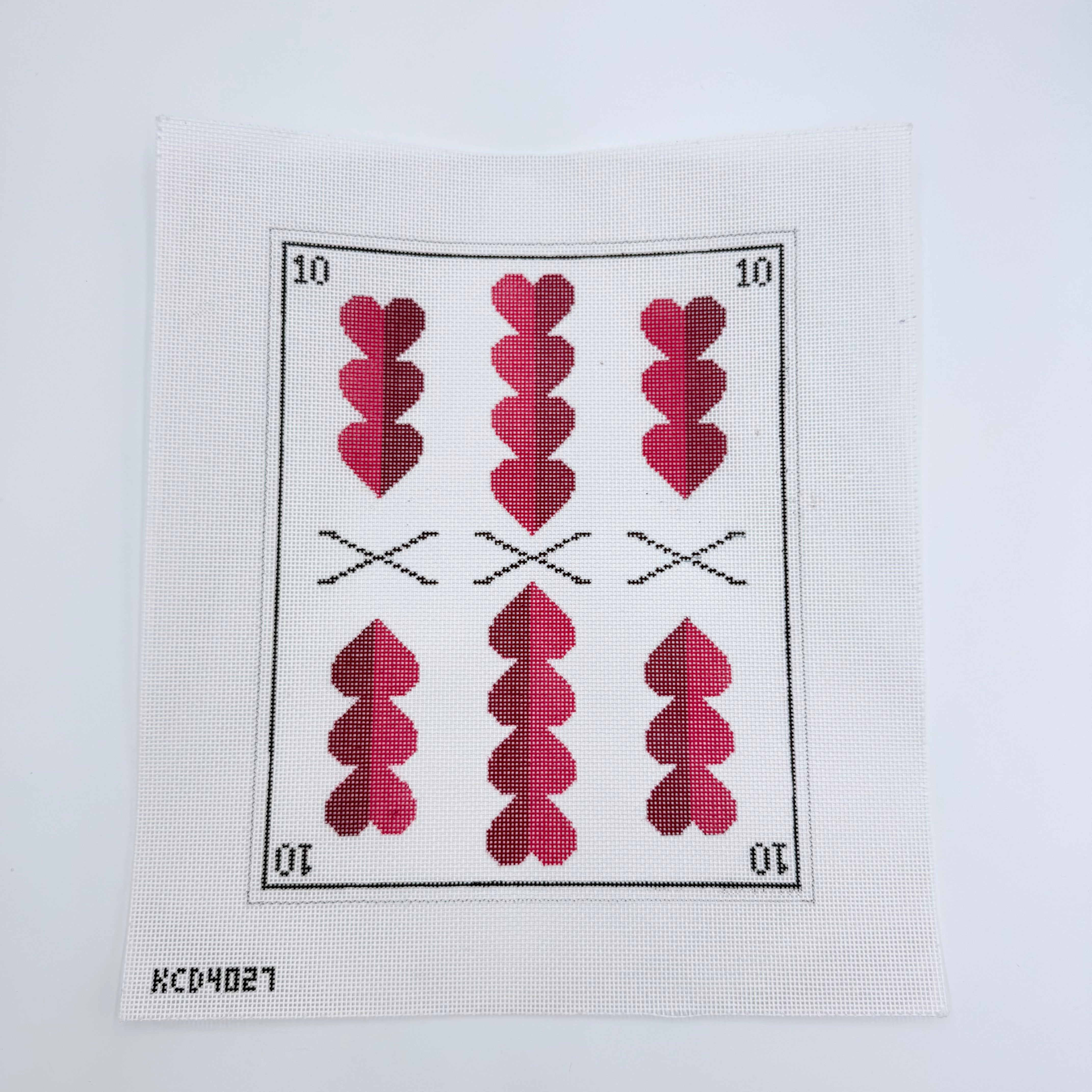 Ten of Hearts Canvas - KC Needlepoint