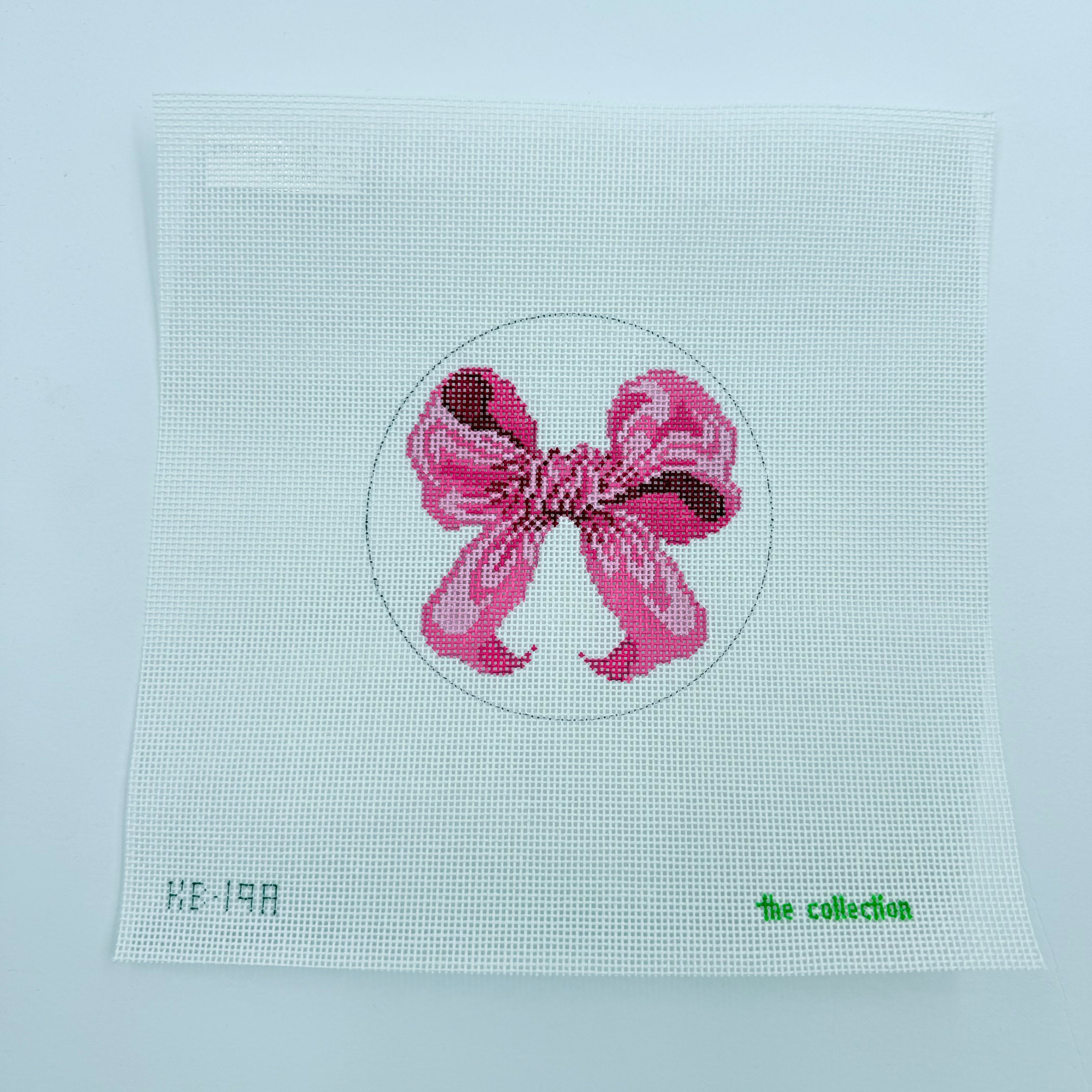 Mini Pink Bow Needlepoint Canvas - KC Needlepoint