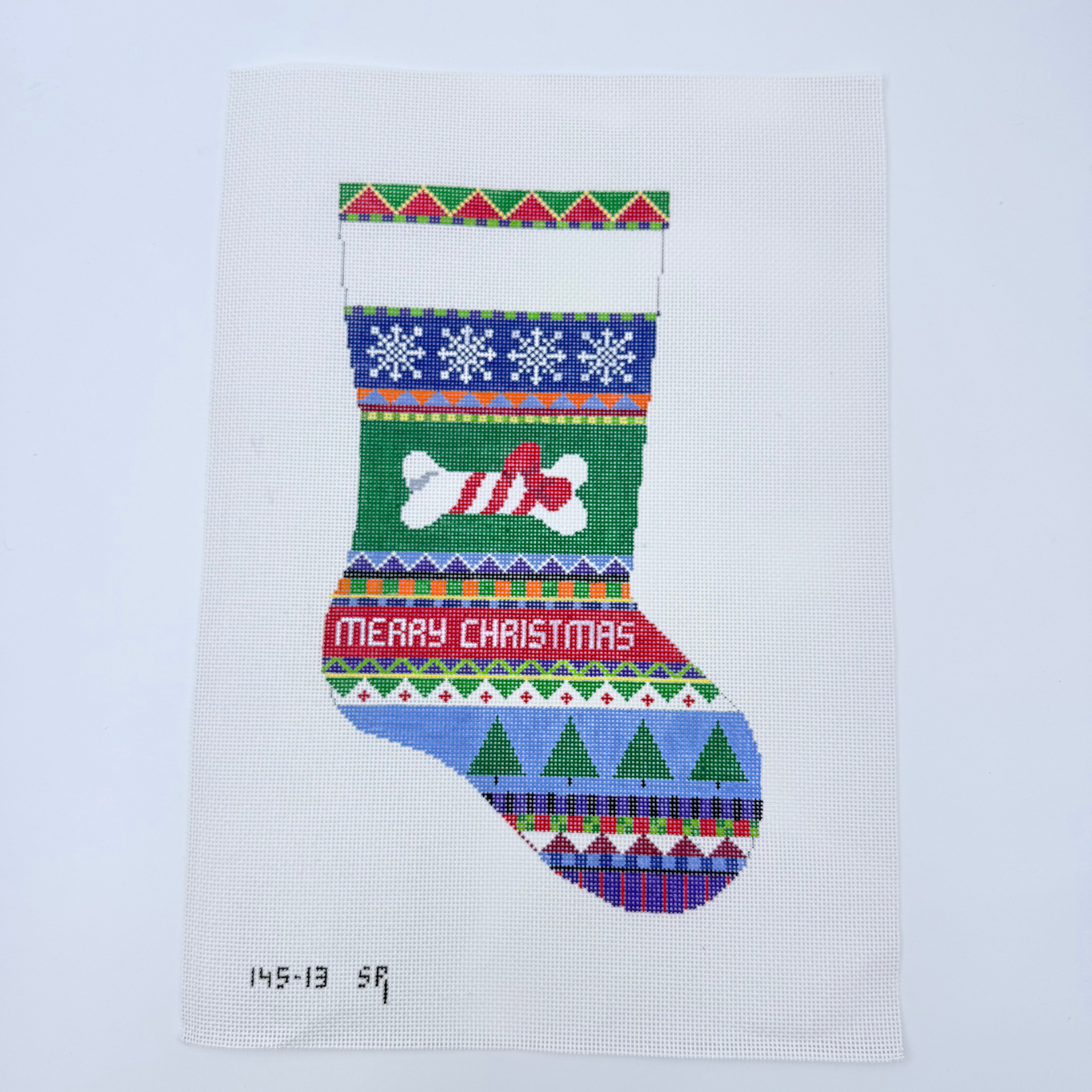 Bold Stripe Dog Stocking Canvas - KC Needlepoint