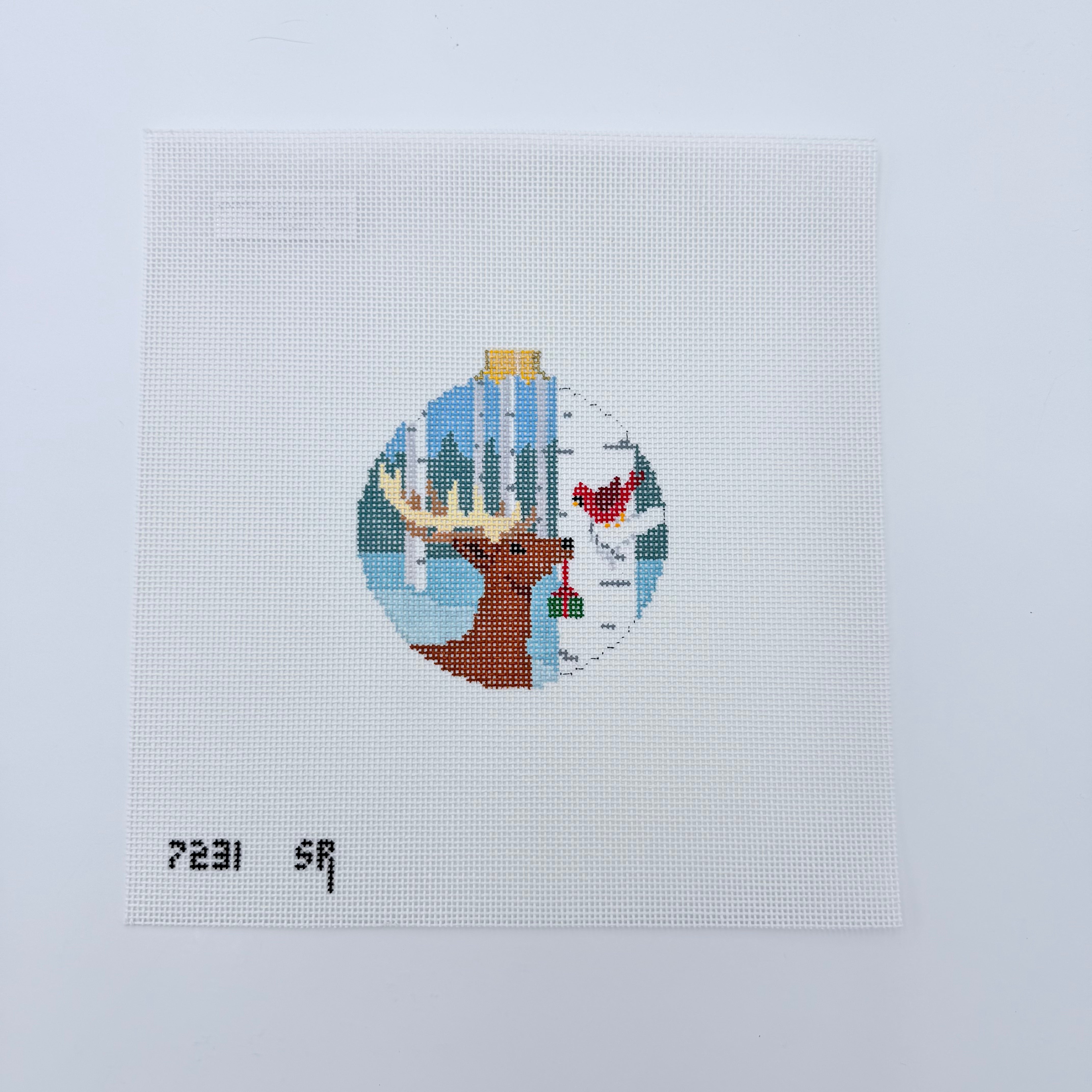 Cardinal Gift Round Canvas - KC Needlepoint