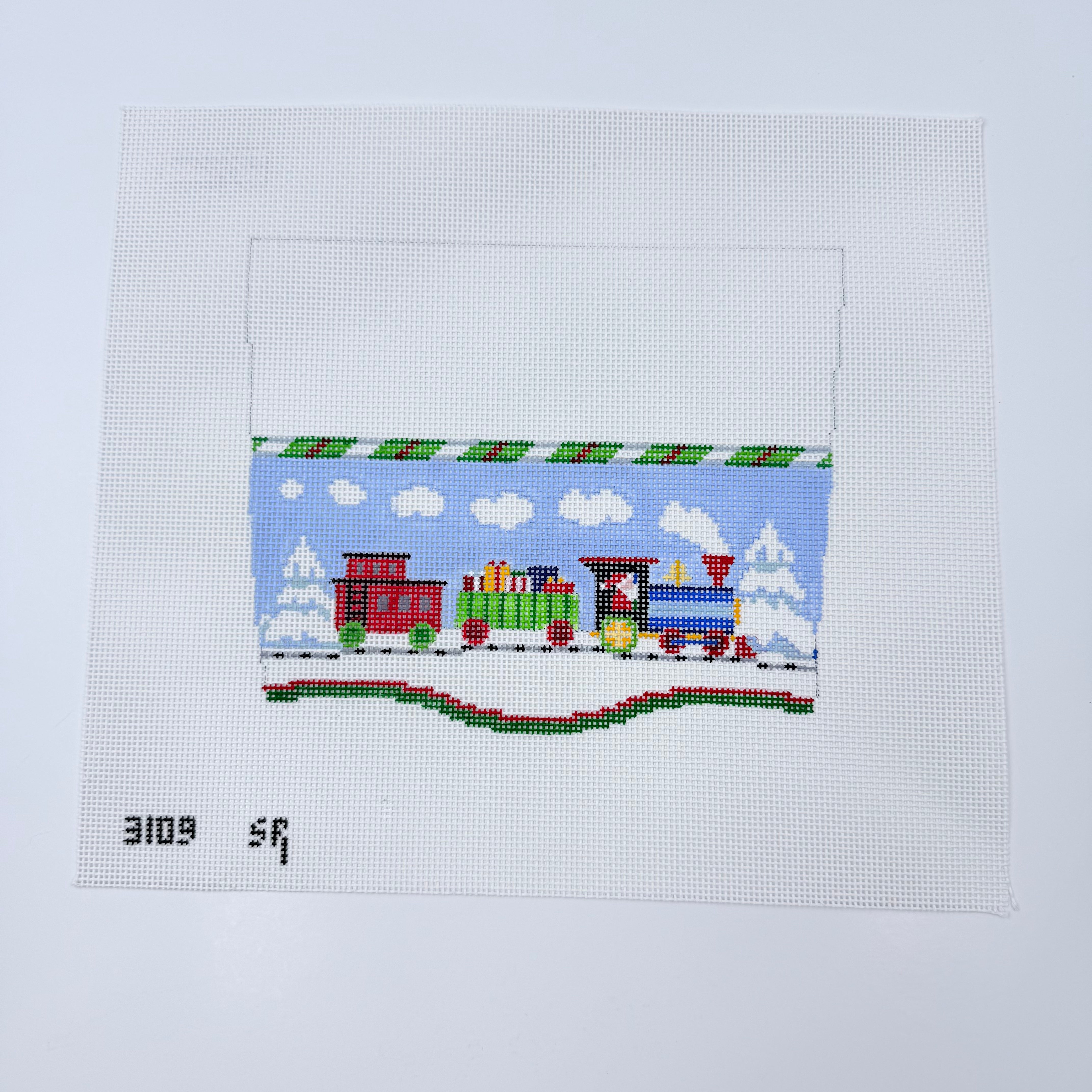 Train Stocking Topper Canvas - KC Needlepoint