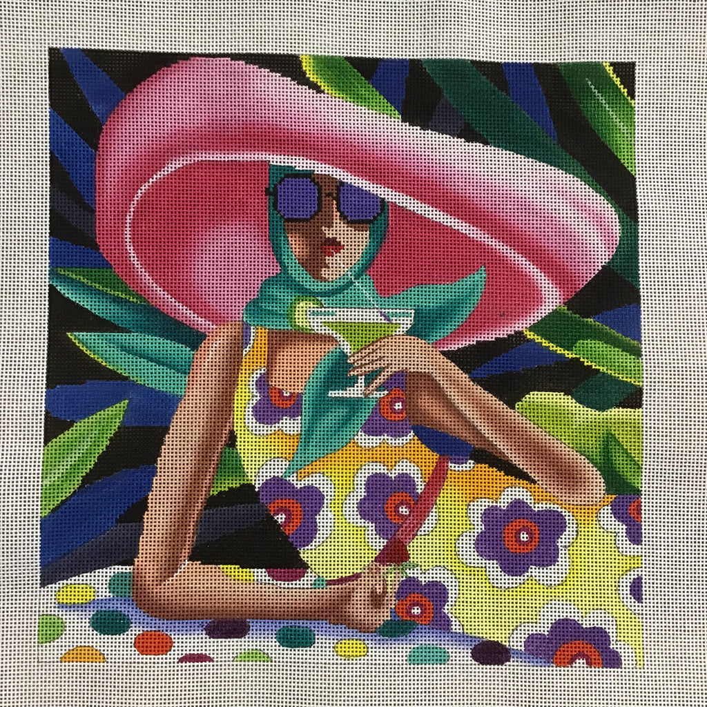 Sipping Cocktail Canvas - KC Needlepoint