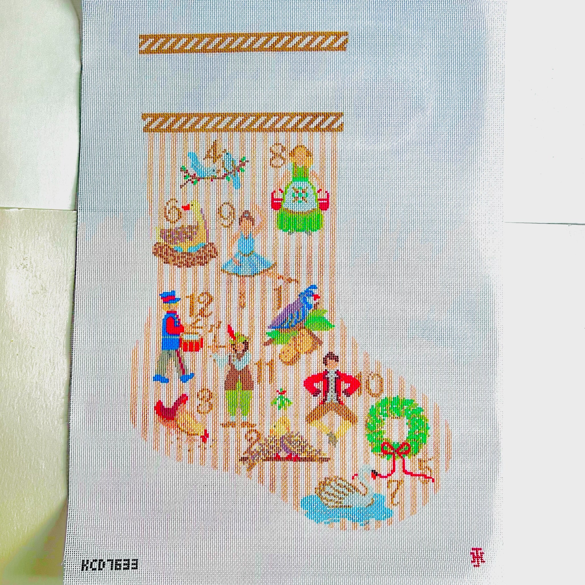 Twelve Days of Christmas Stocking Canvas - KC Needlepoint