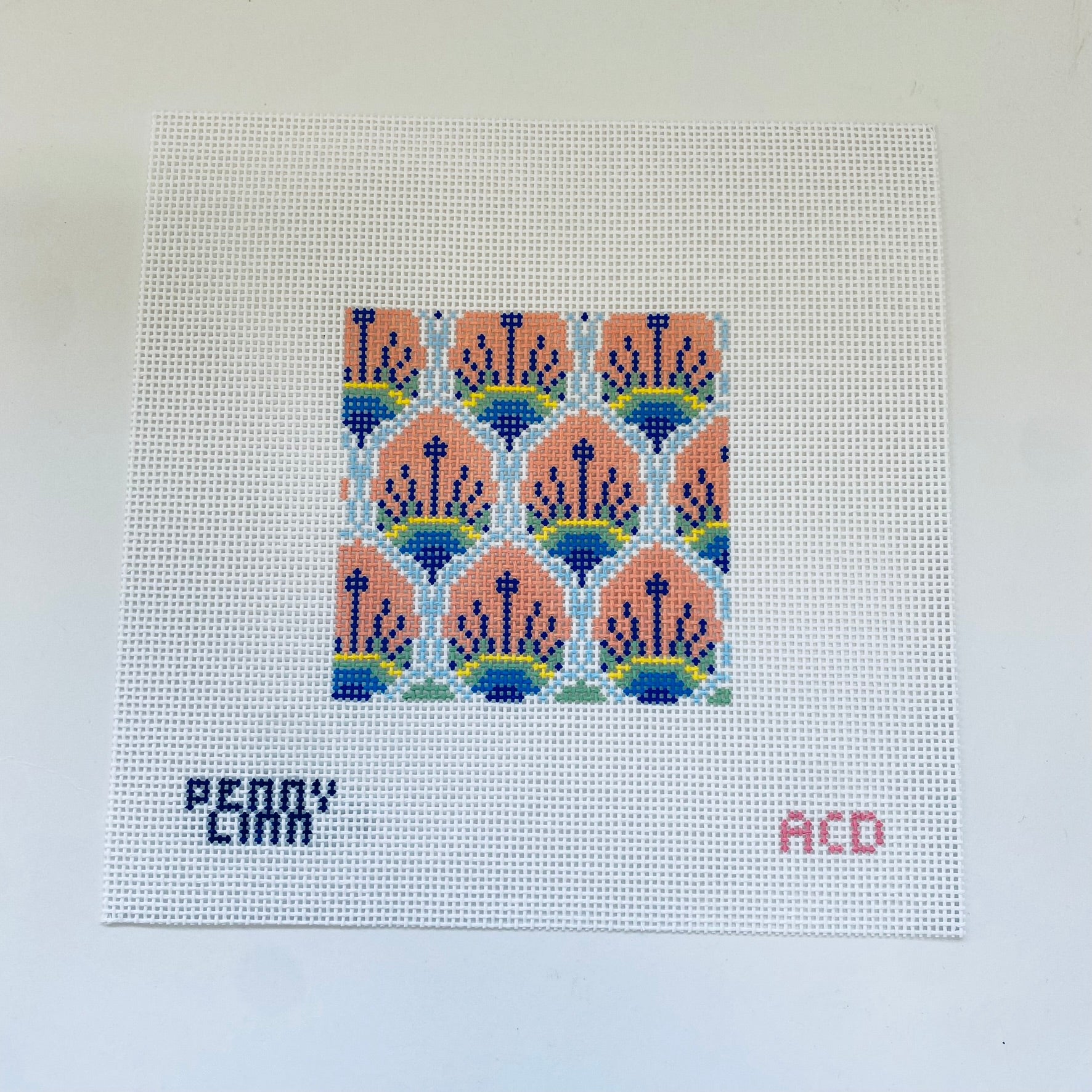 Peacock Feathers Square Canvas - KC Needlepoint