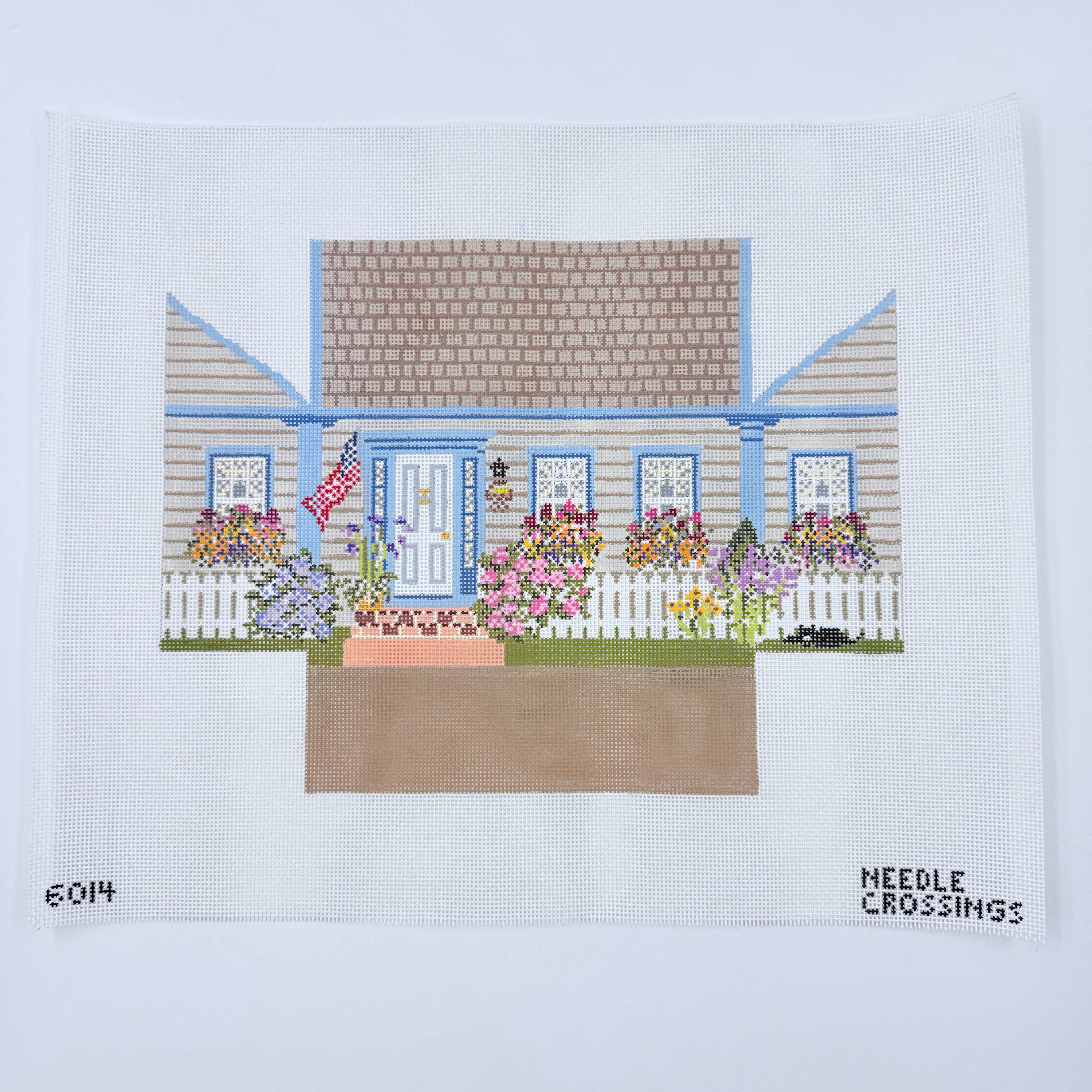 New England Flower House Brick Cover Canvas - KC Needlepoint