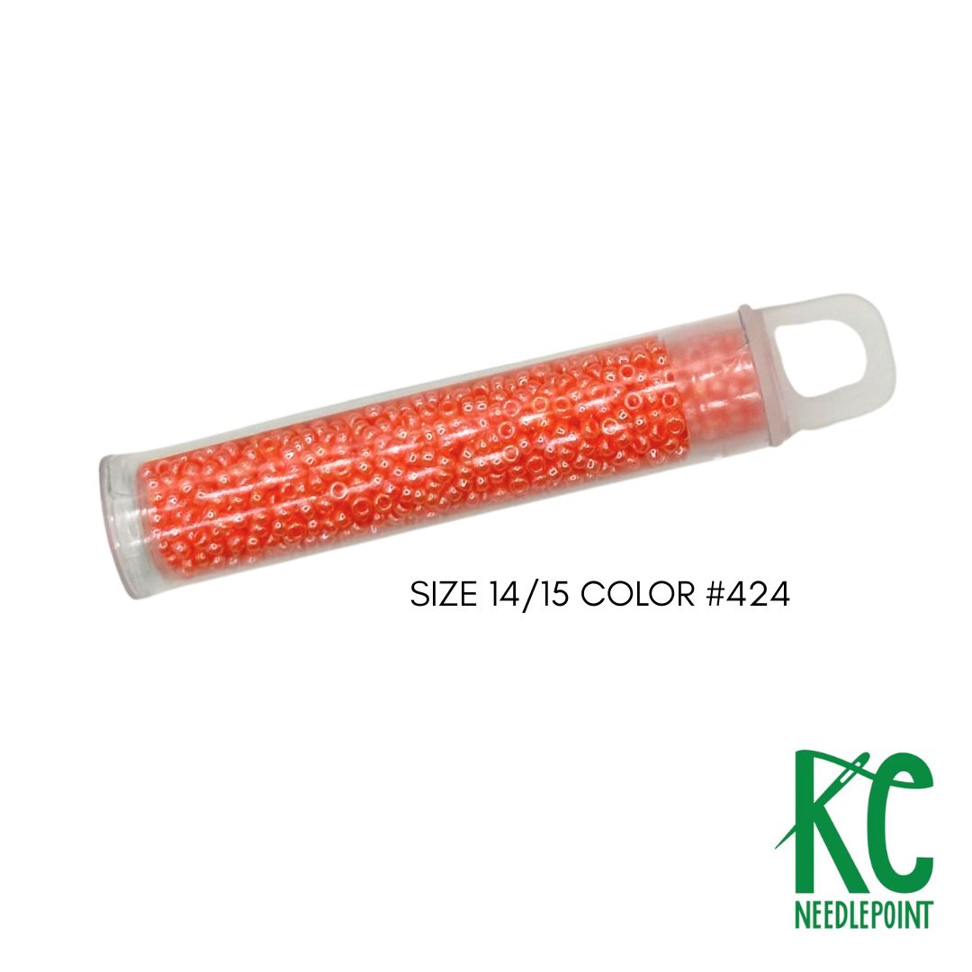 Size 14/15 Seed Beads 424 Tangerine - KC Needlepoint