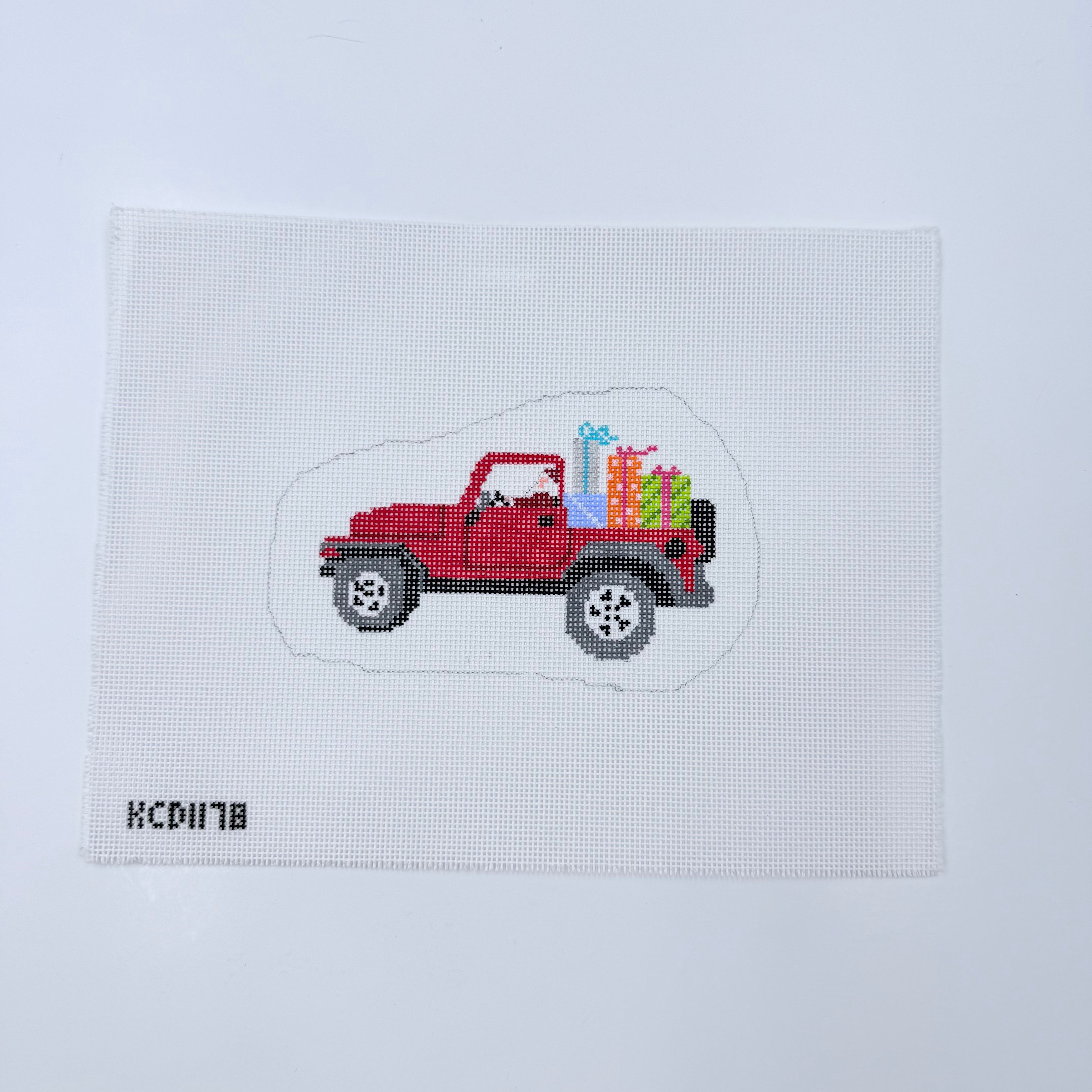 Santa Driving a Jeep Canvas - KC Needlepoint