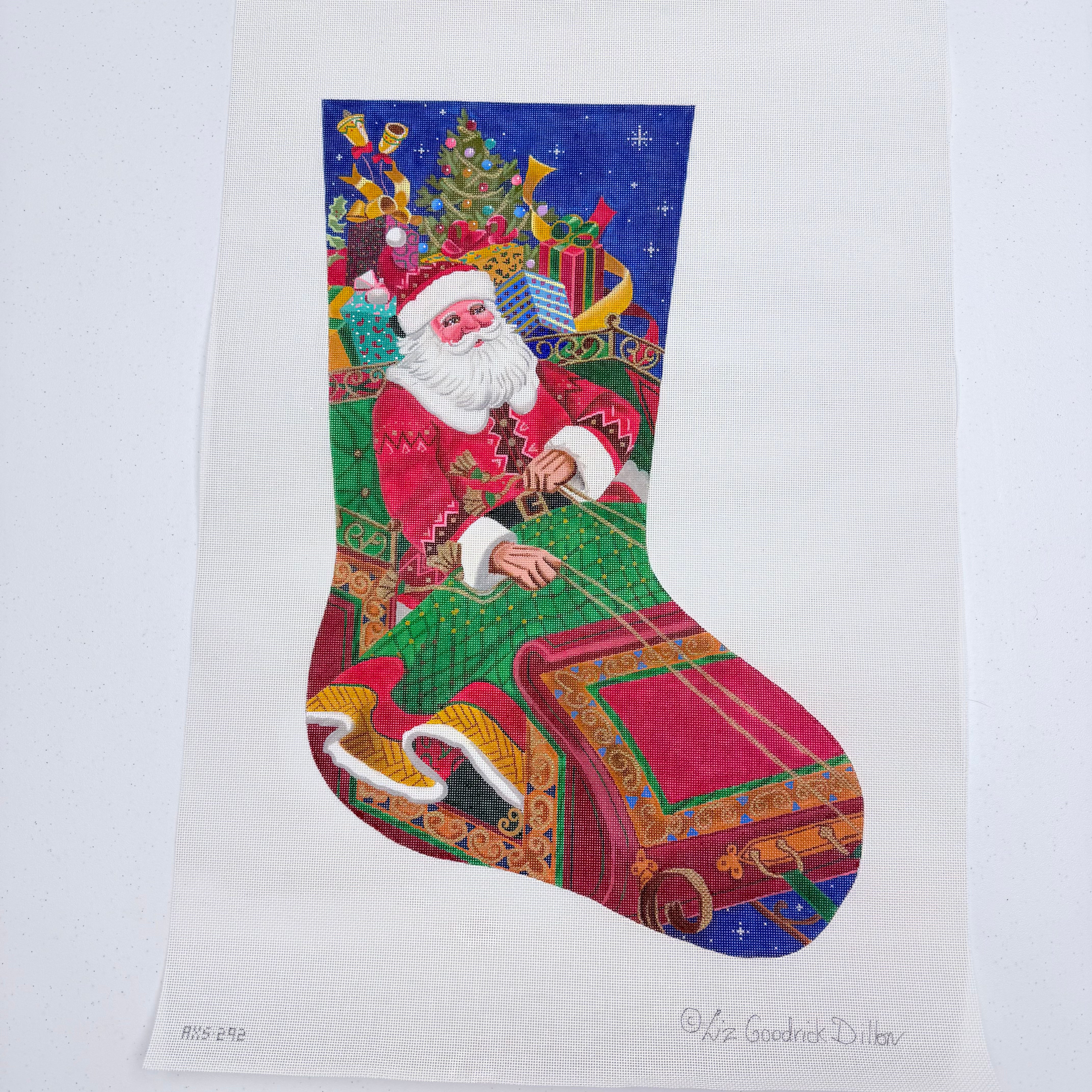 Santa's on His Way Stocking Canvas - KC Needlepoint