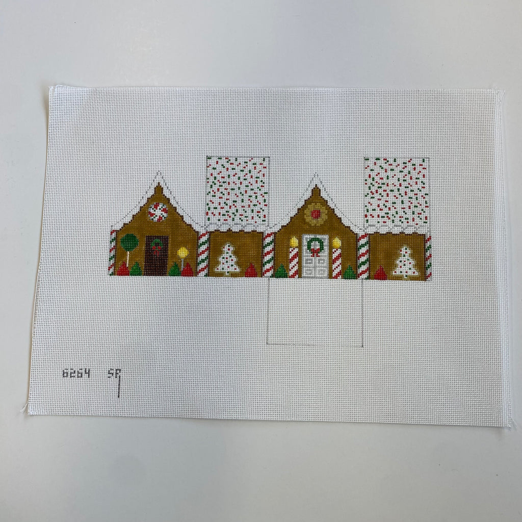 Red and Green Sprinkle Roof House Canvas - KC Needlepoint