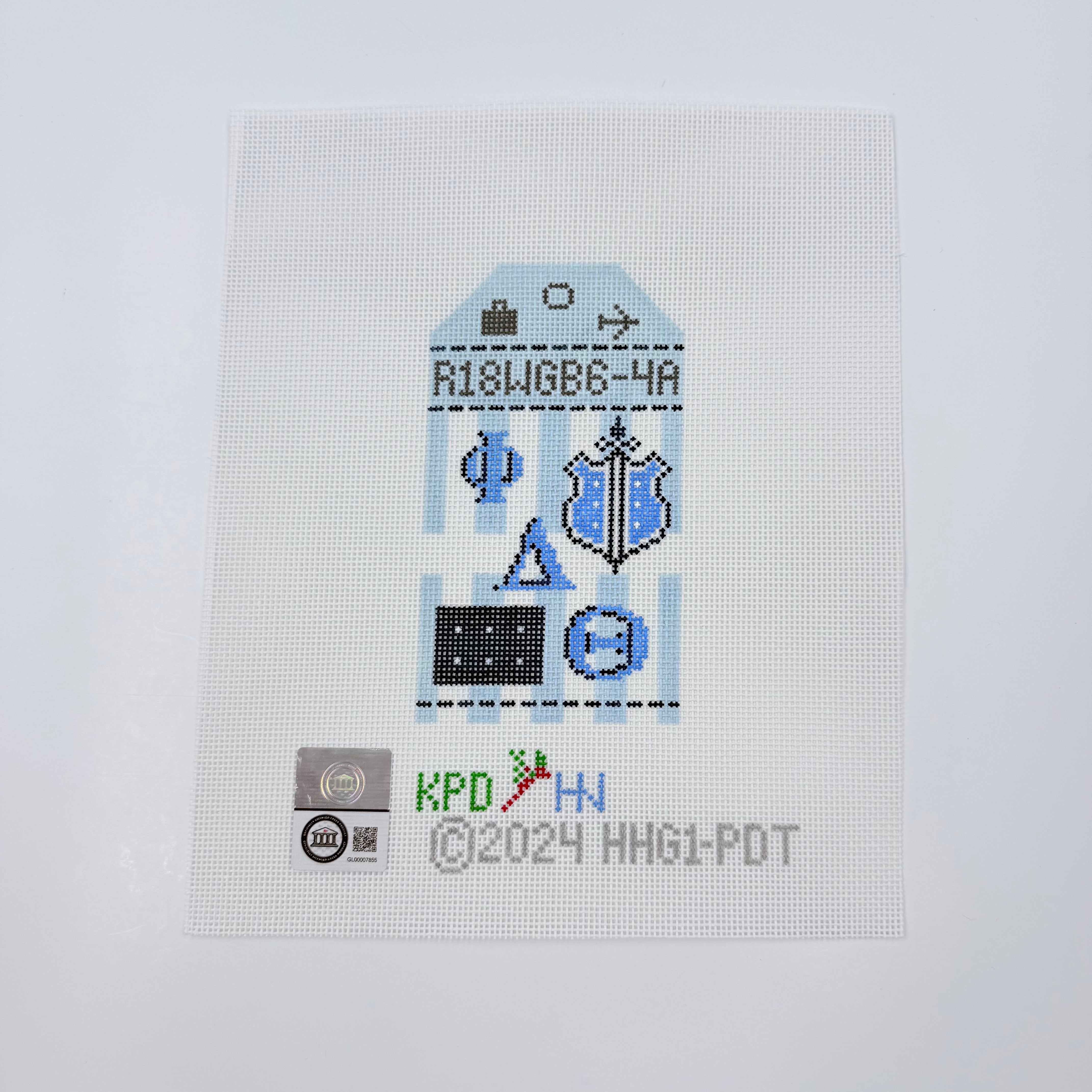 Phi Delta Theta Travel Tag Canvas - KC Needlepoint