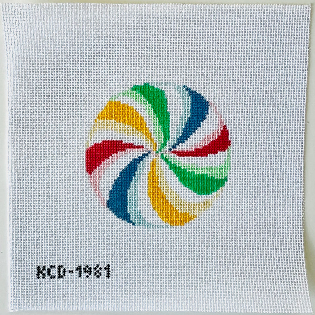 Rainbow Peppermint Round Canvas - KC Needlepoint