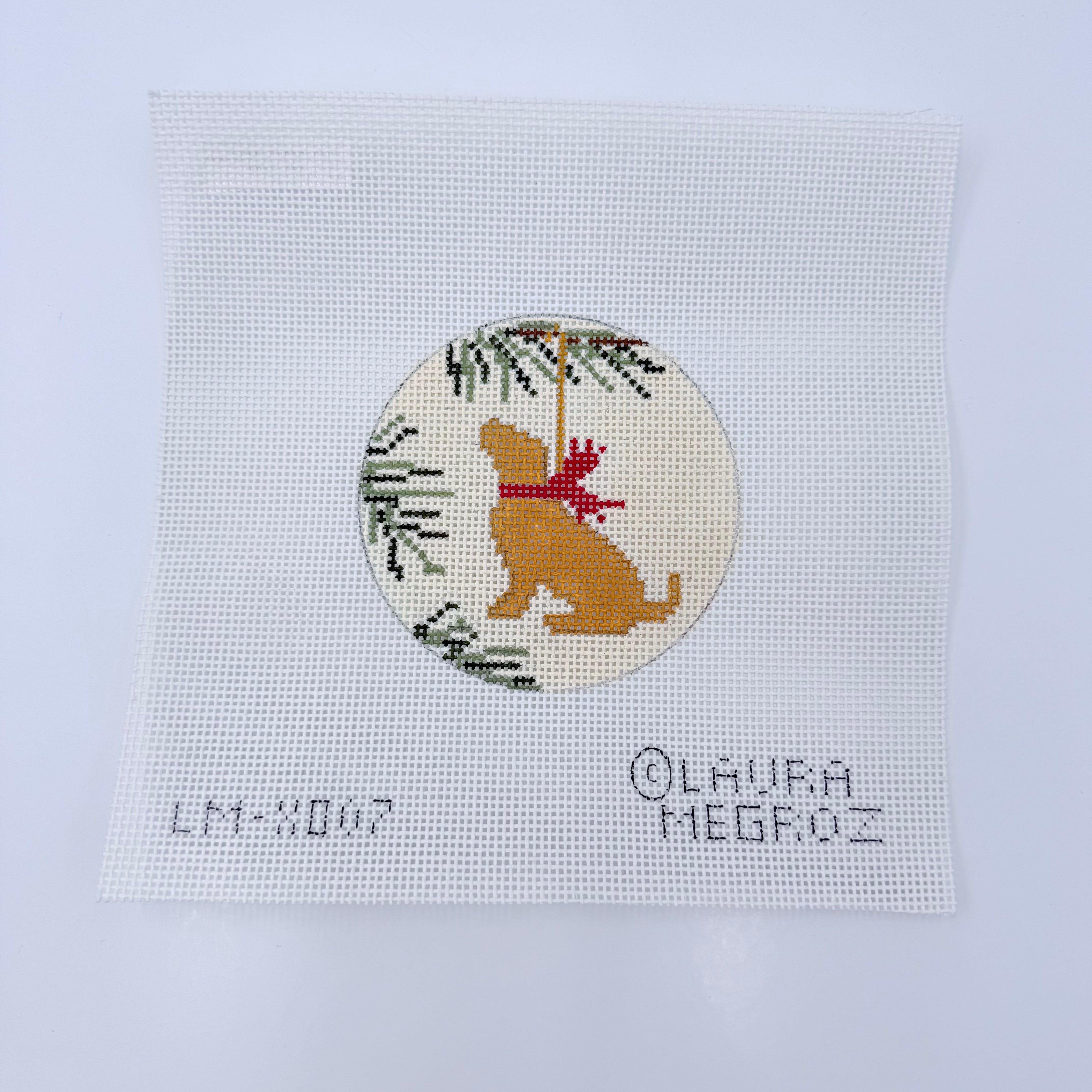 Light Brown Lab Ornament Canvas - KC Needlepoint