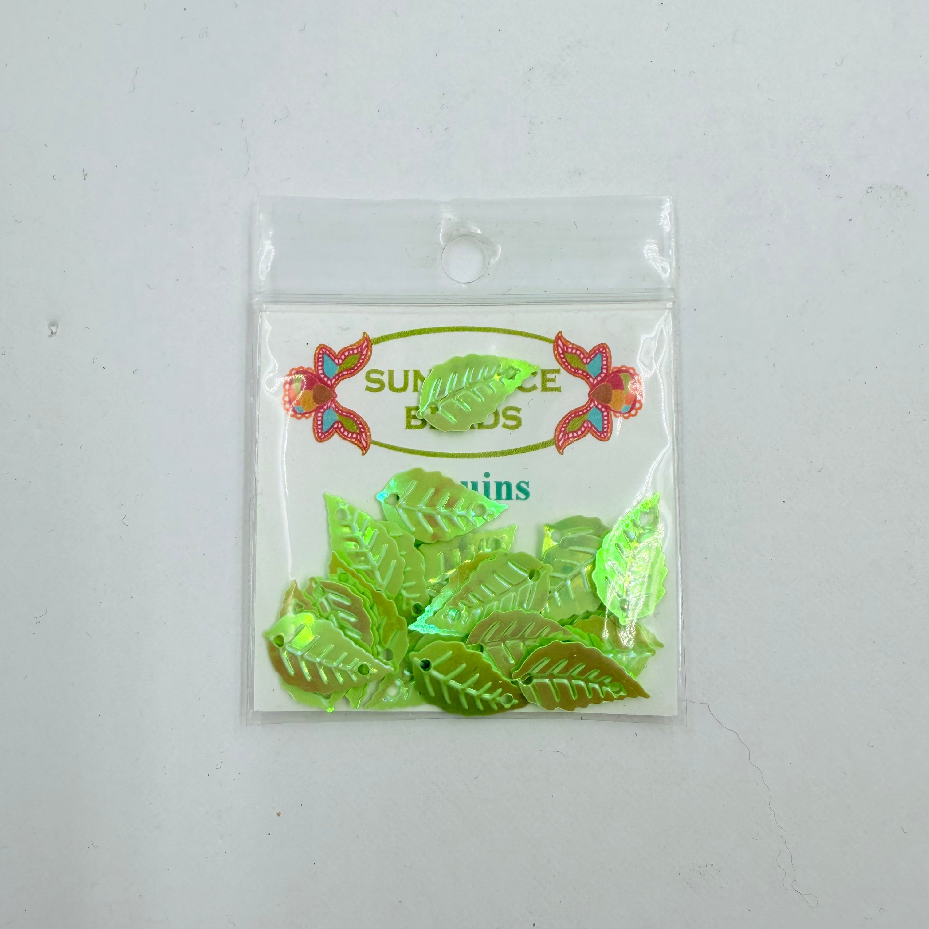 Light Green Leaf Sequins - KC Needlepoint