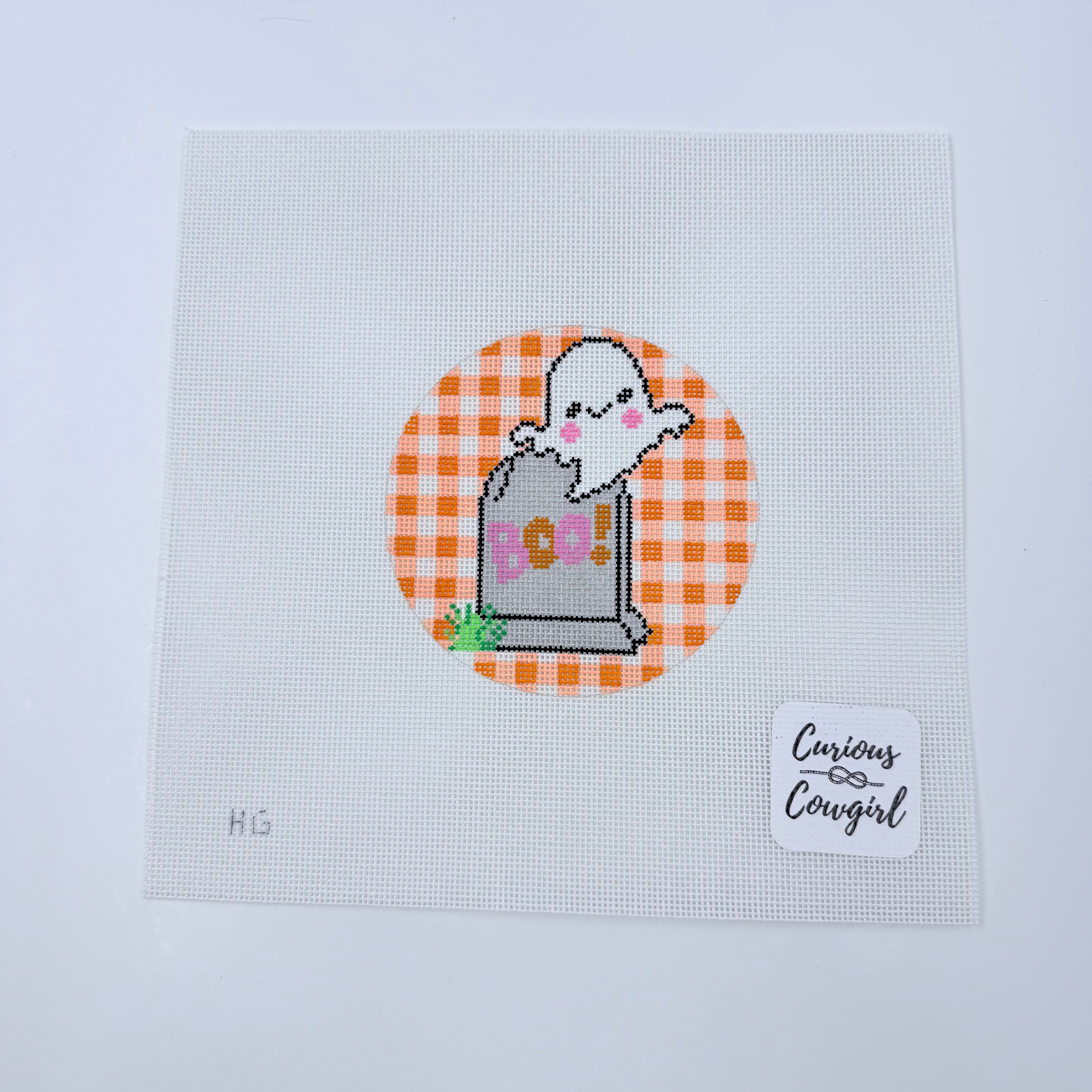Ghost Grave on Gingham Canvas - KC Needlepoint