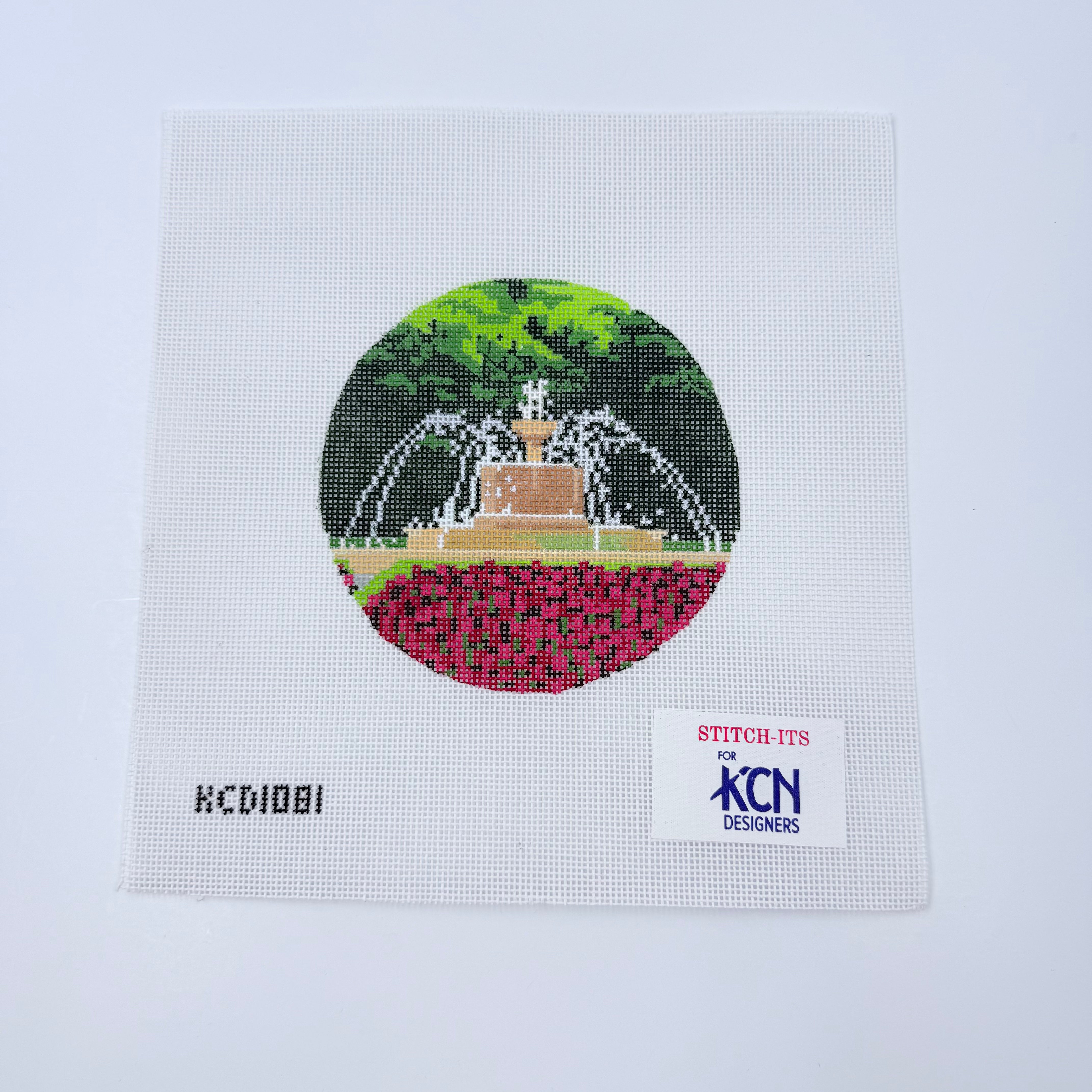 Chi Omega Fountain Canvas - KC Needlepoint