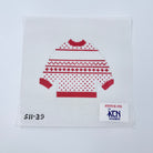 Red and White Personalized Pullover Needlepoint Canvas - KC Needlepoint