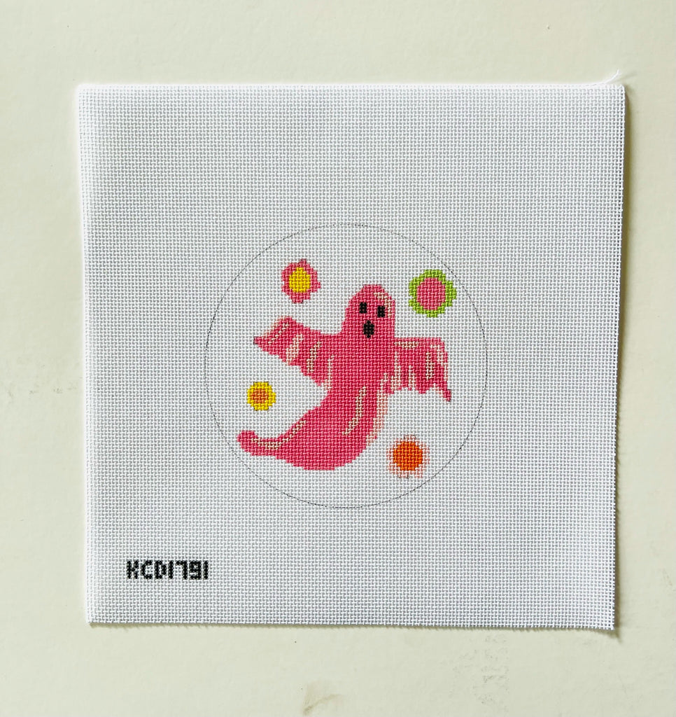 Pink Groovy Ghost Canvas - KC Needlepoint