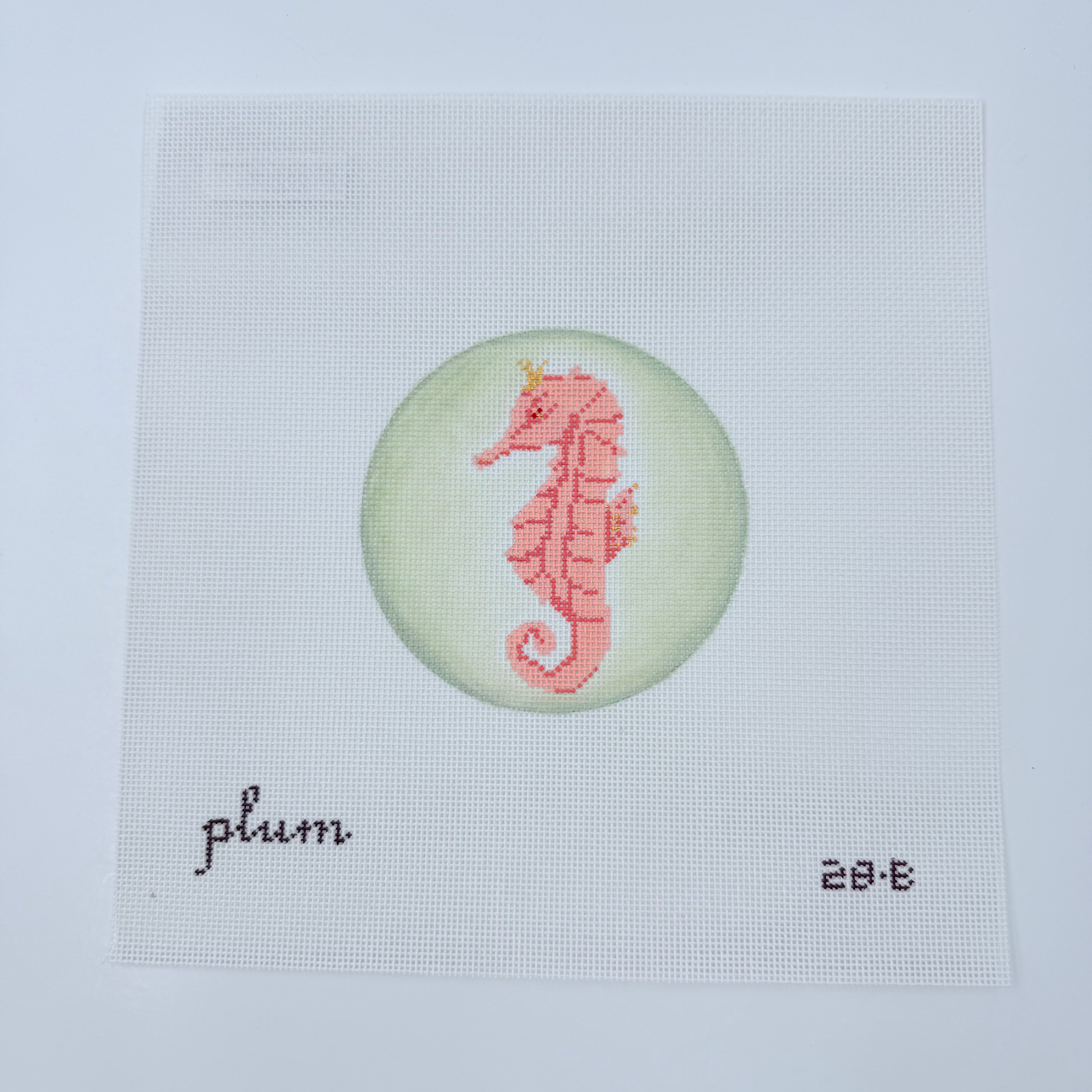 Seahorse Round Canvas - KC Needlepoint