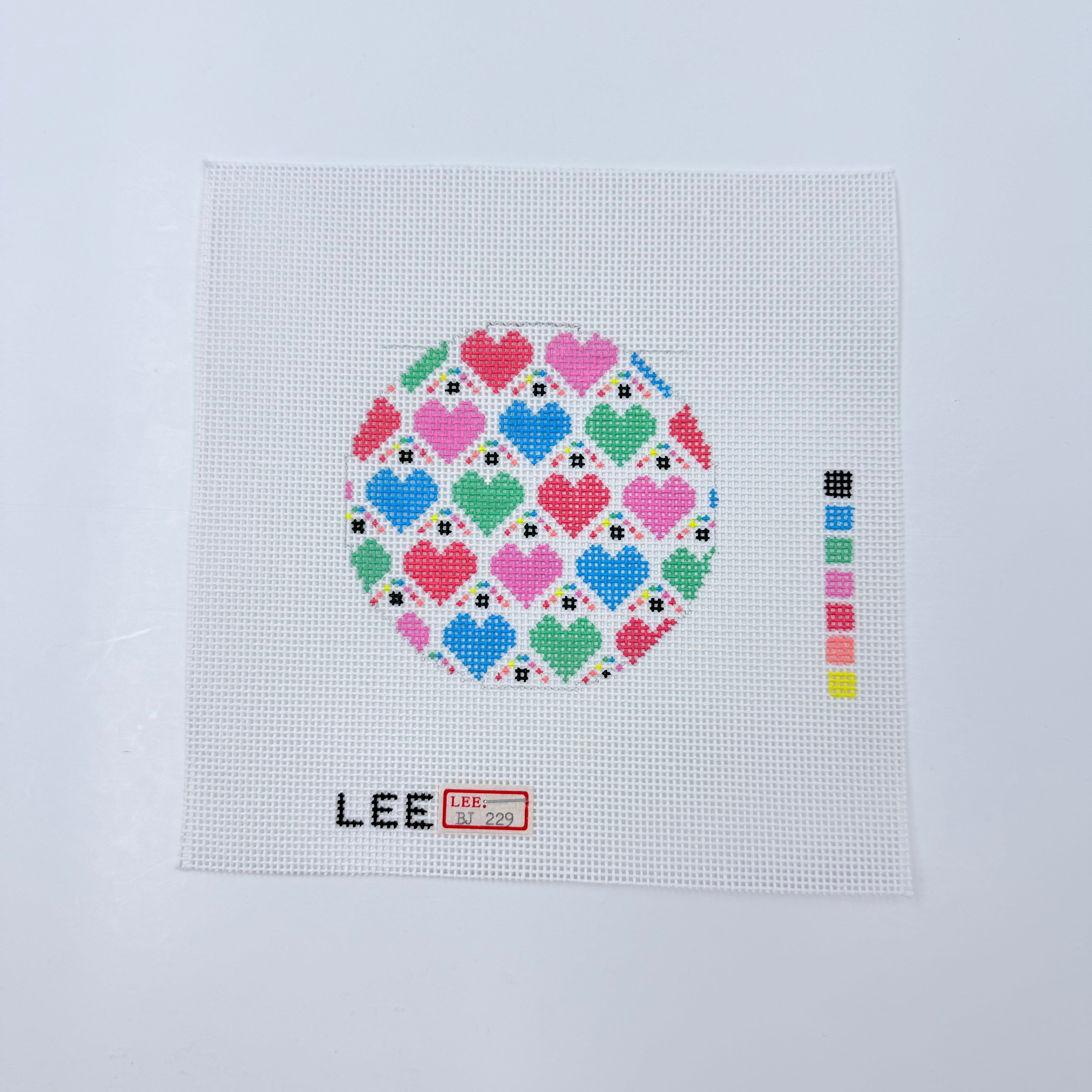 Colorful Hearts Canvas - KC Needlepoint