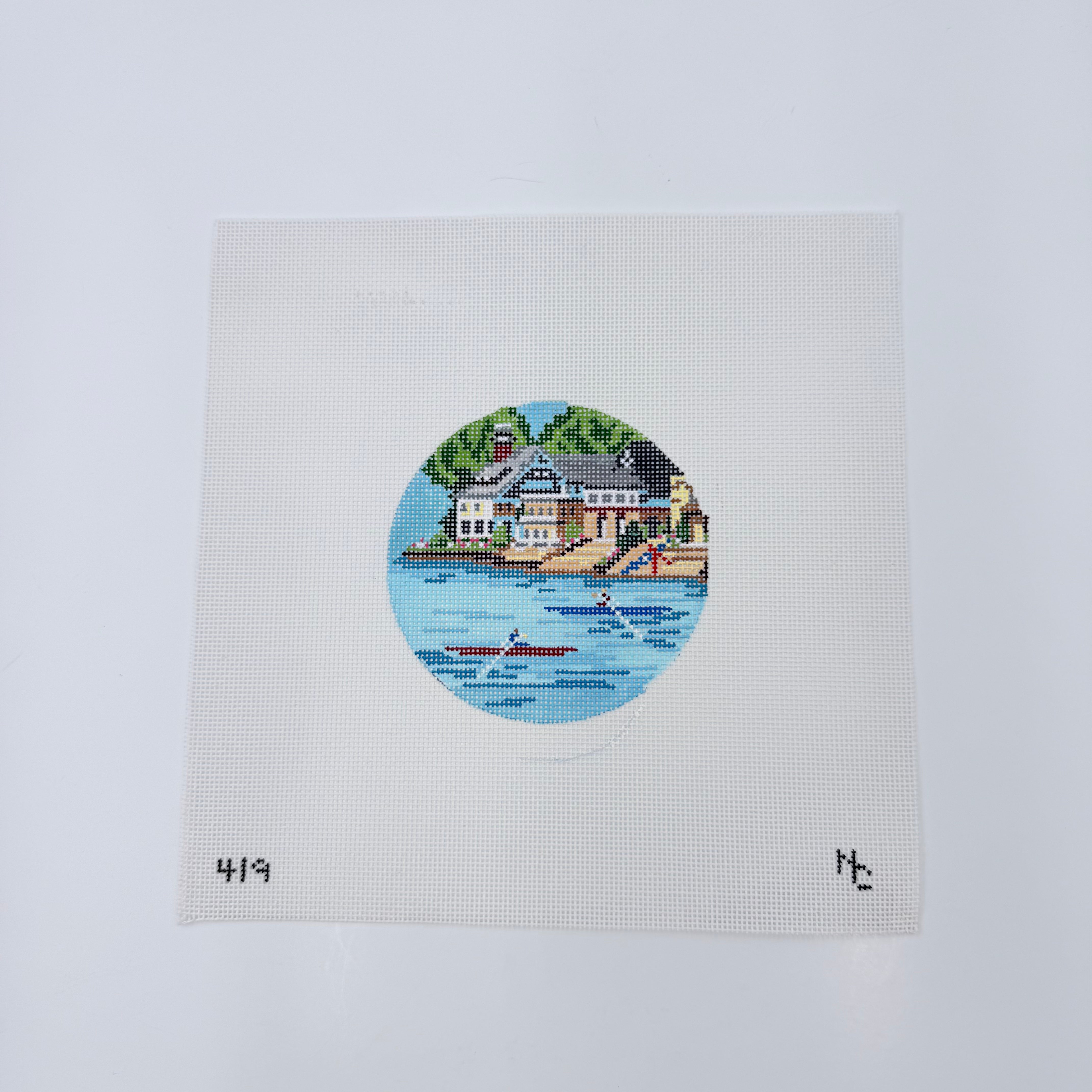Boathouse Row Canvas - KC Needlepoint