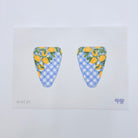 Lemons on Blue Gingham Scissor Case Canvas - KC Needlepoint