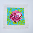 Pink Peony with Green Swirls Canvas - KC Needlepoint