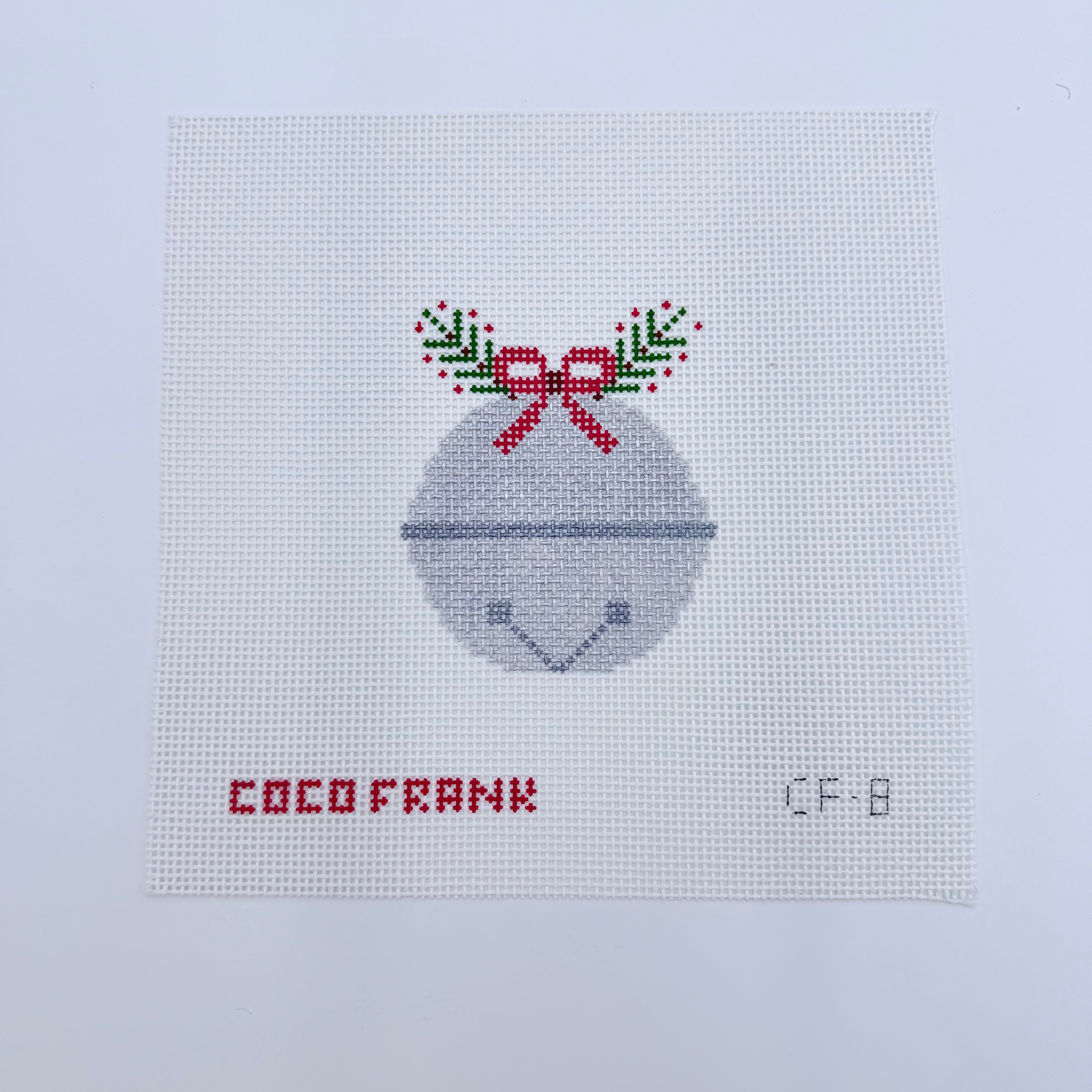 Silver Jingle Bell Canvas - KC Needlepoint