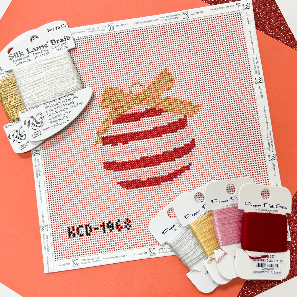 Red Stripe Ornament Kit - KC Needlepoint