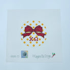 Chi Omega Bow Round Canvas - KC Needlepoint