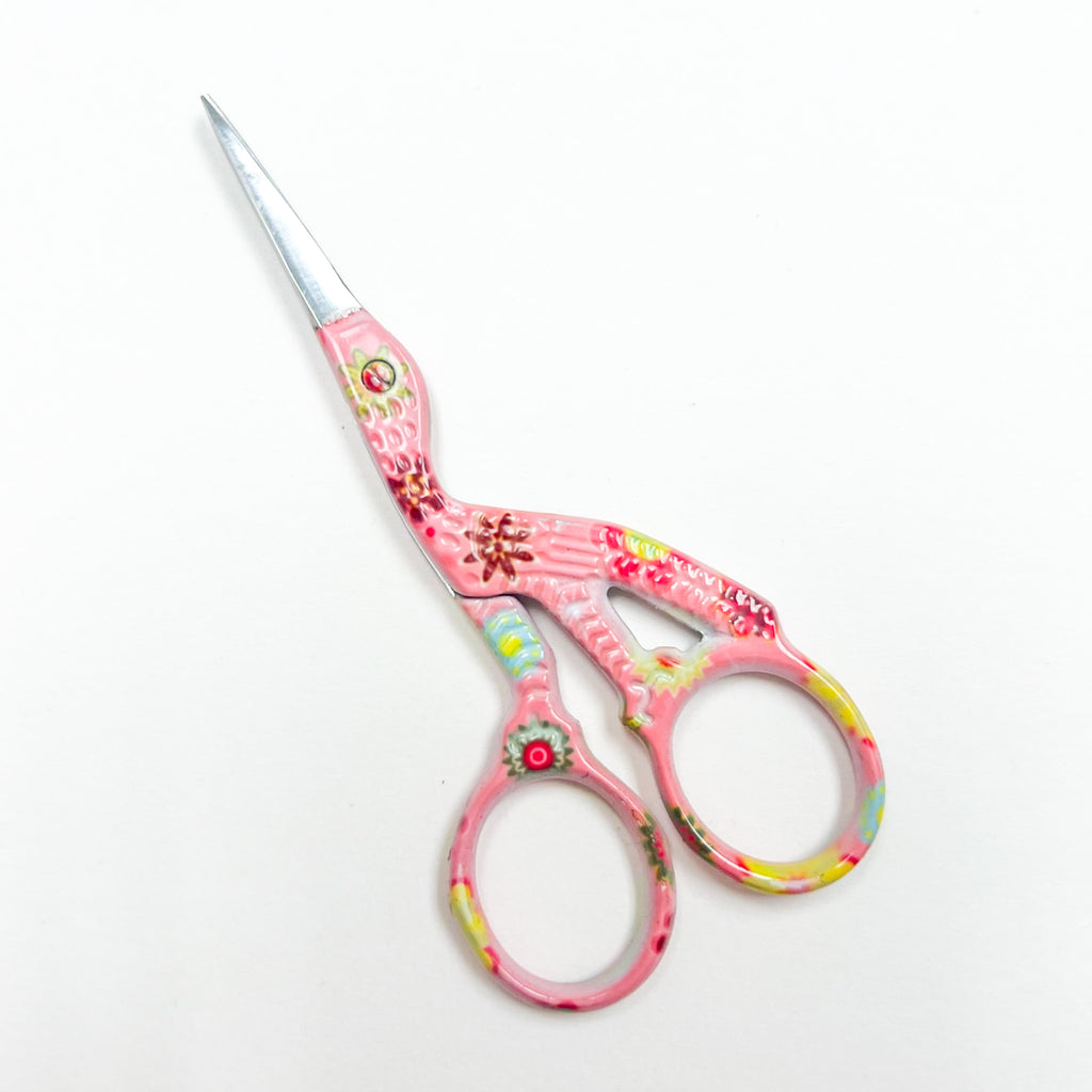 Pink Floral Stork Scissors