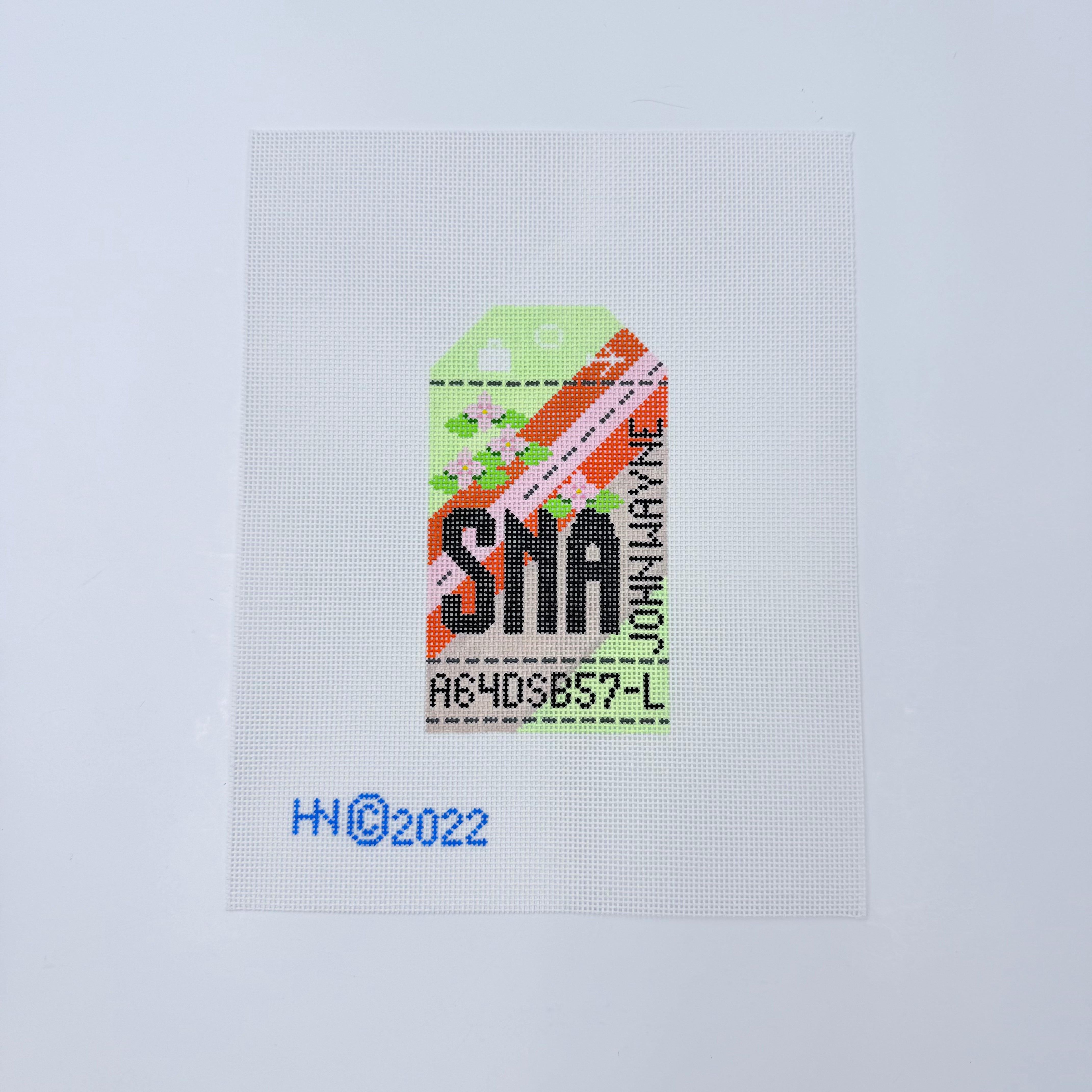 Orange County/John Wayne Vintage Travel Tag Canvas - KC Needlepoint