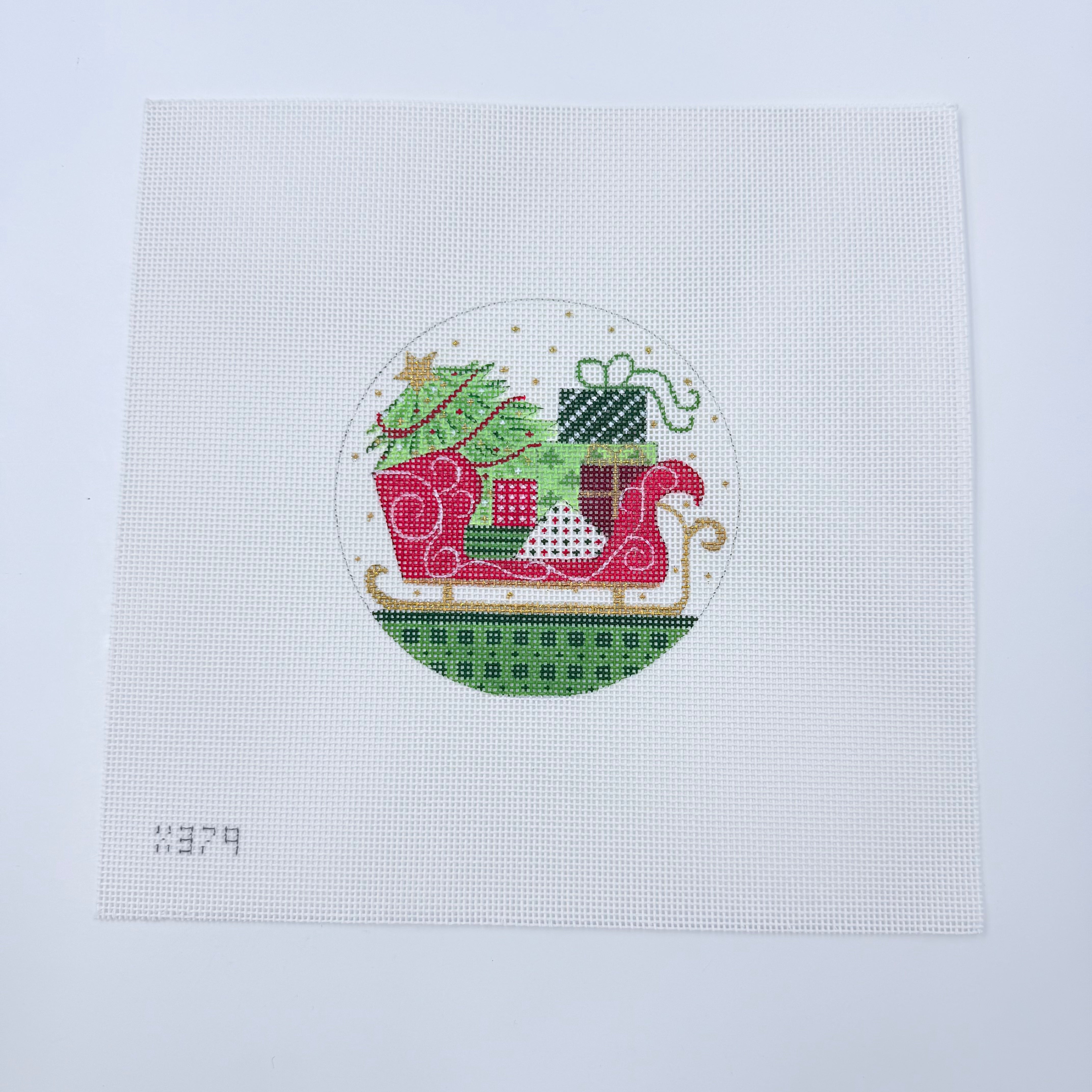 Sleigh Round Canvas - KC Needlepoint