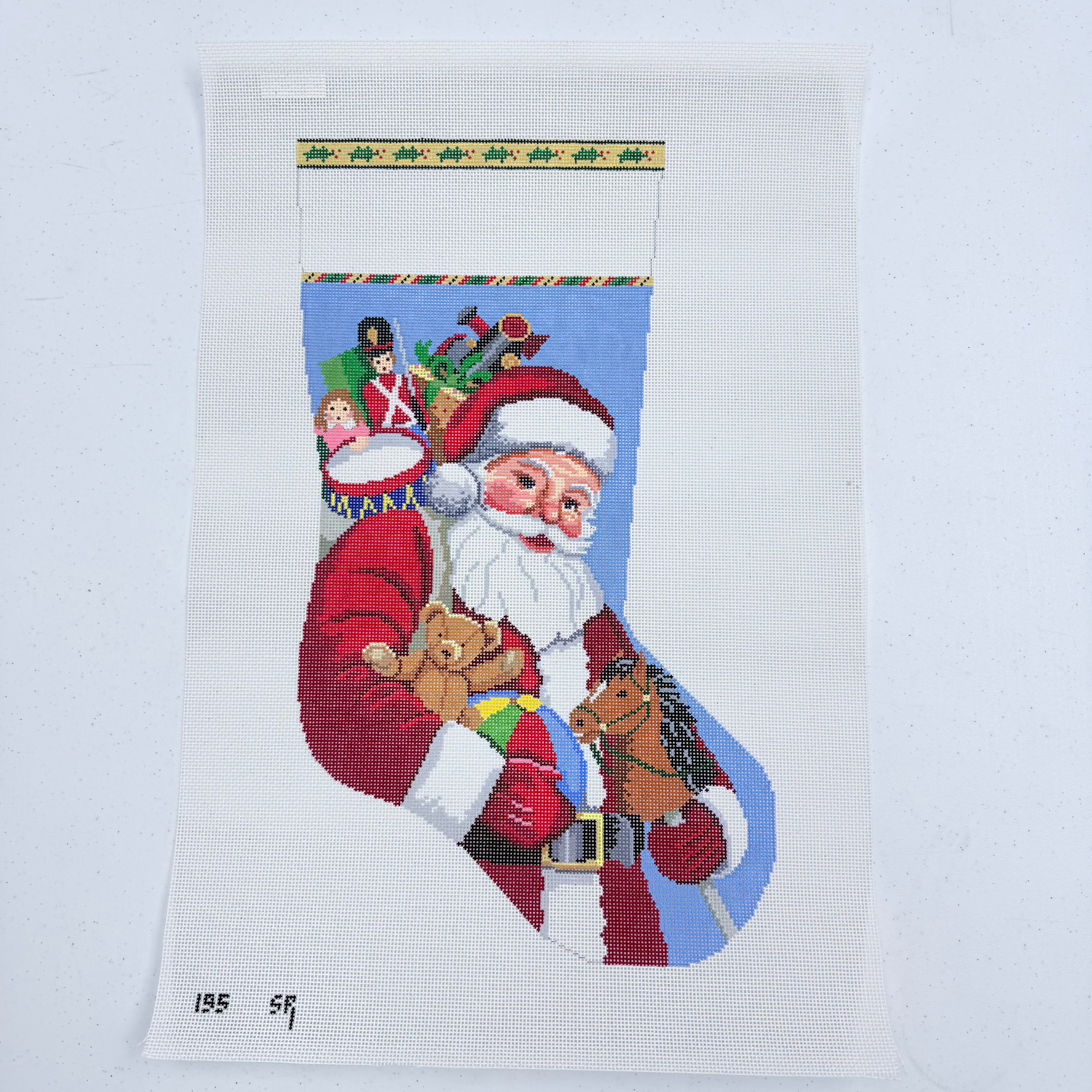 Santa Carrying Toys Stocking - KC Needlepoint