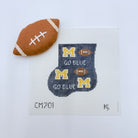 Michigan Mini Sock Canvas with Football - KC Needlepoint