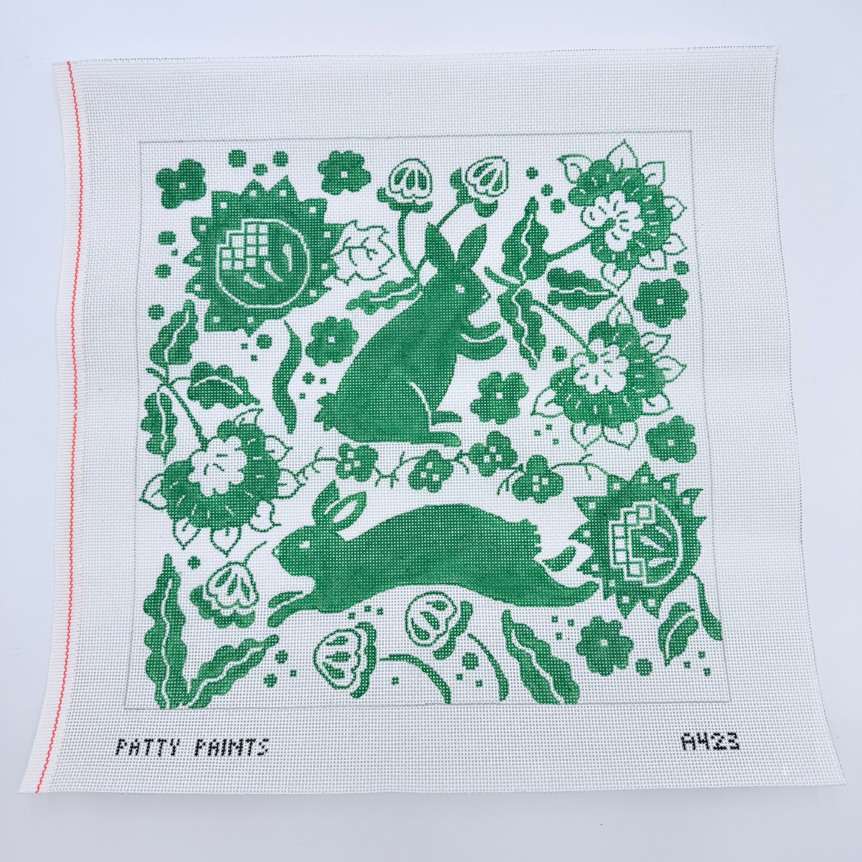 Green Bunny Needlepoint Canvas - KC Needlepoint