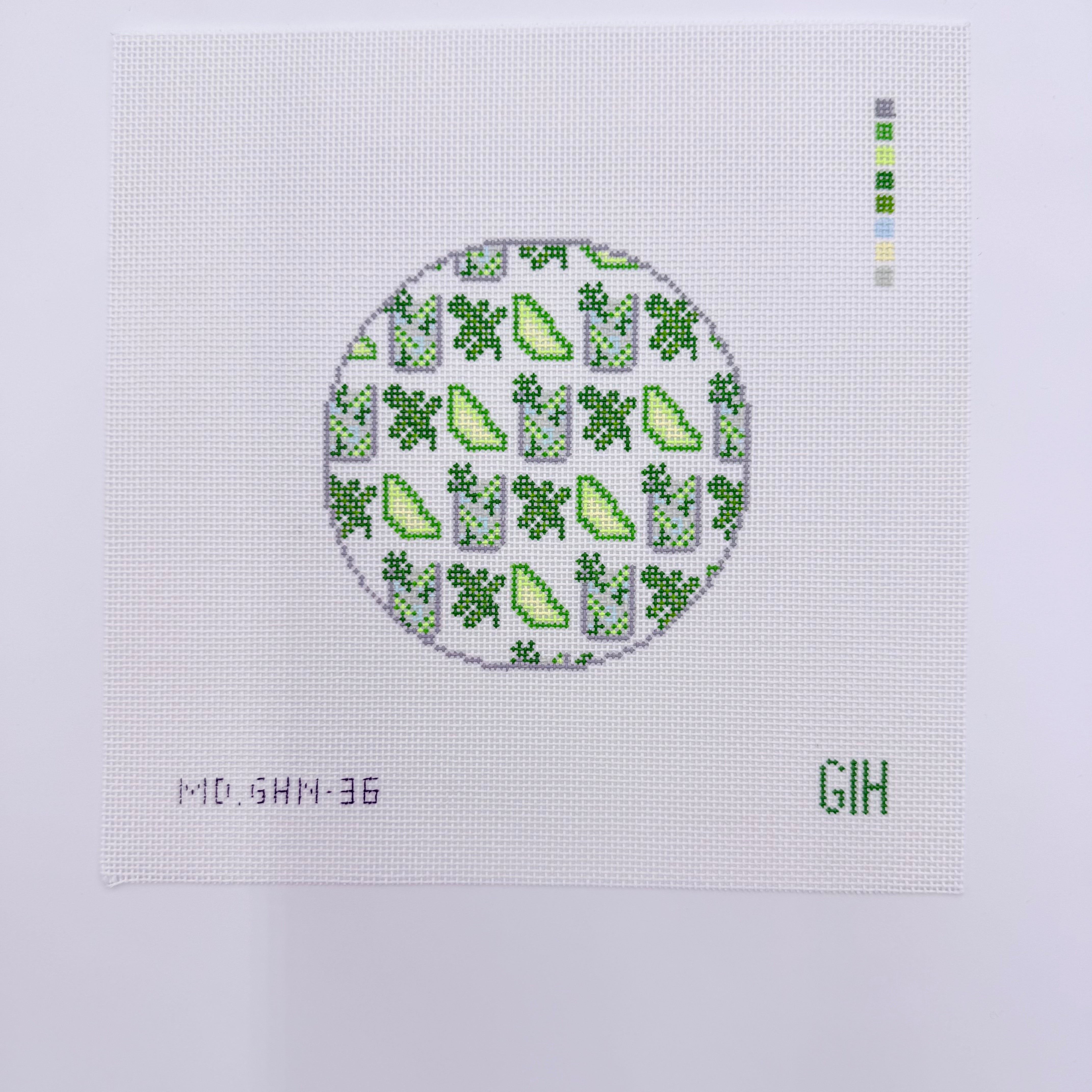 Mint Mojito Round Canvas - KC Needlepoint