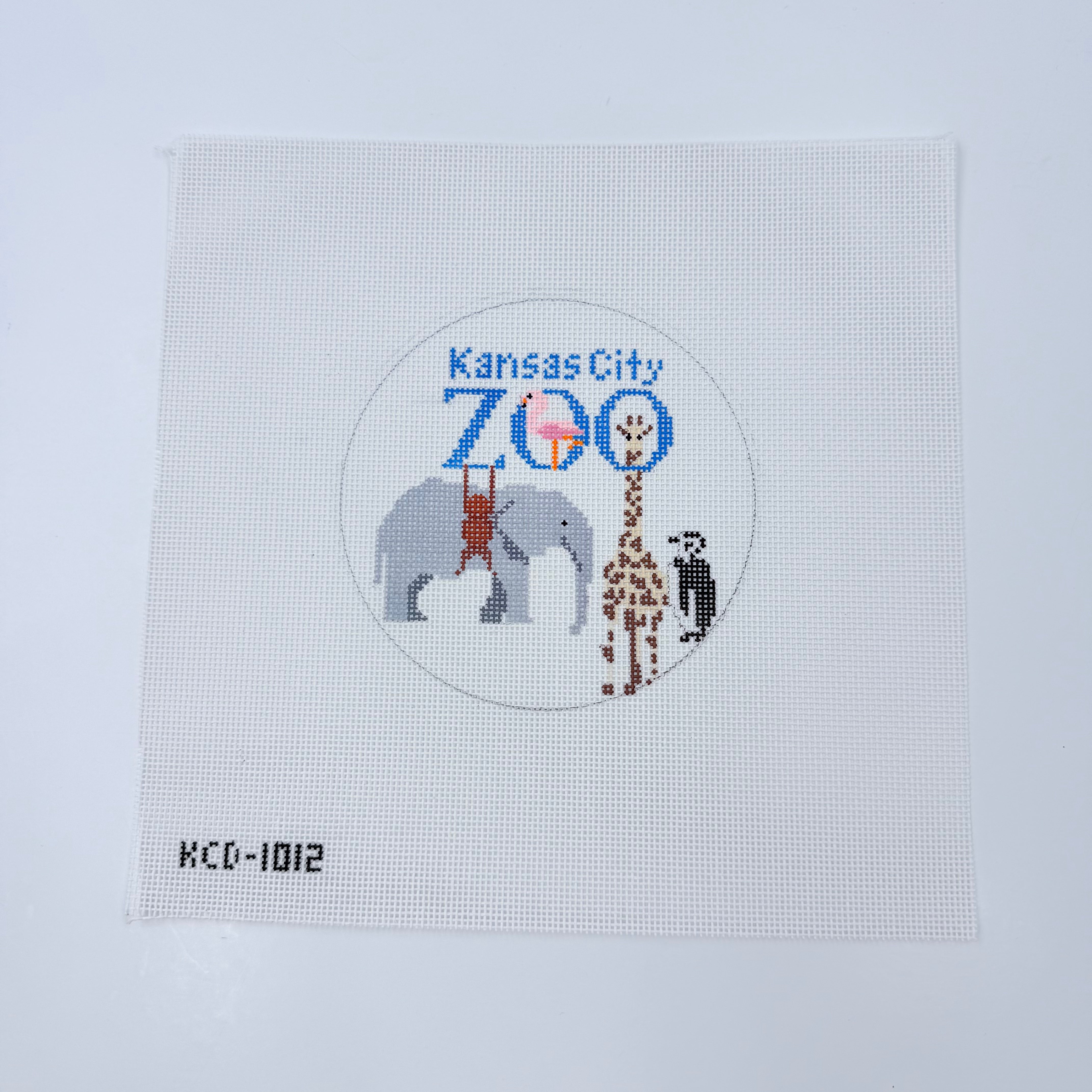 Zoo 4 1/2" Round Canvas - KC Needlepoint