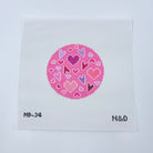 Crazy Hearts Round Canvas - KC Needlepoint