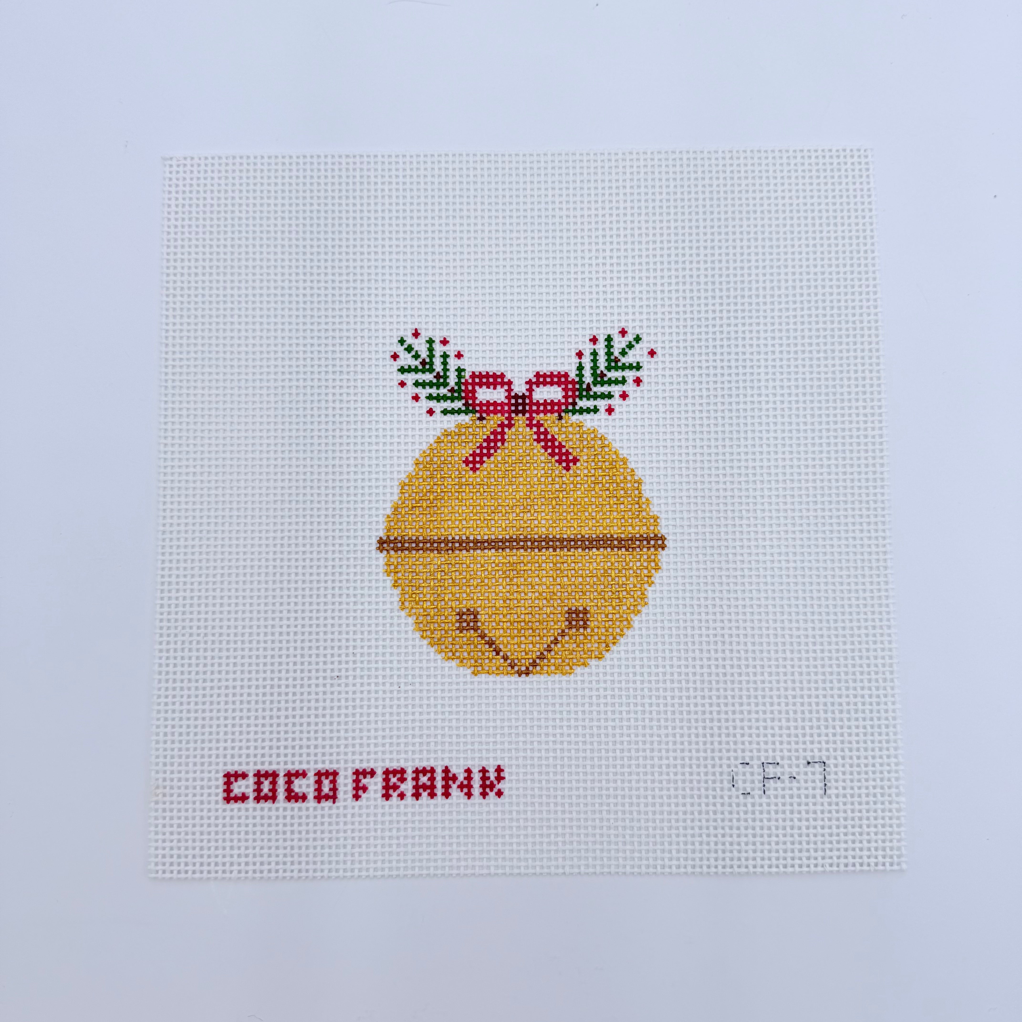 Gold Jingle Bell Canvas - KC Needlepoint