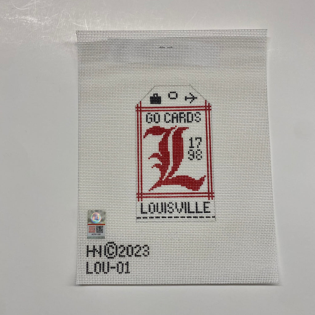 University of Louisville Vintage Travel Tag Canvas - KC Needlepoint