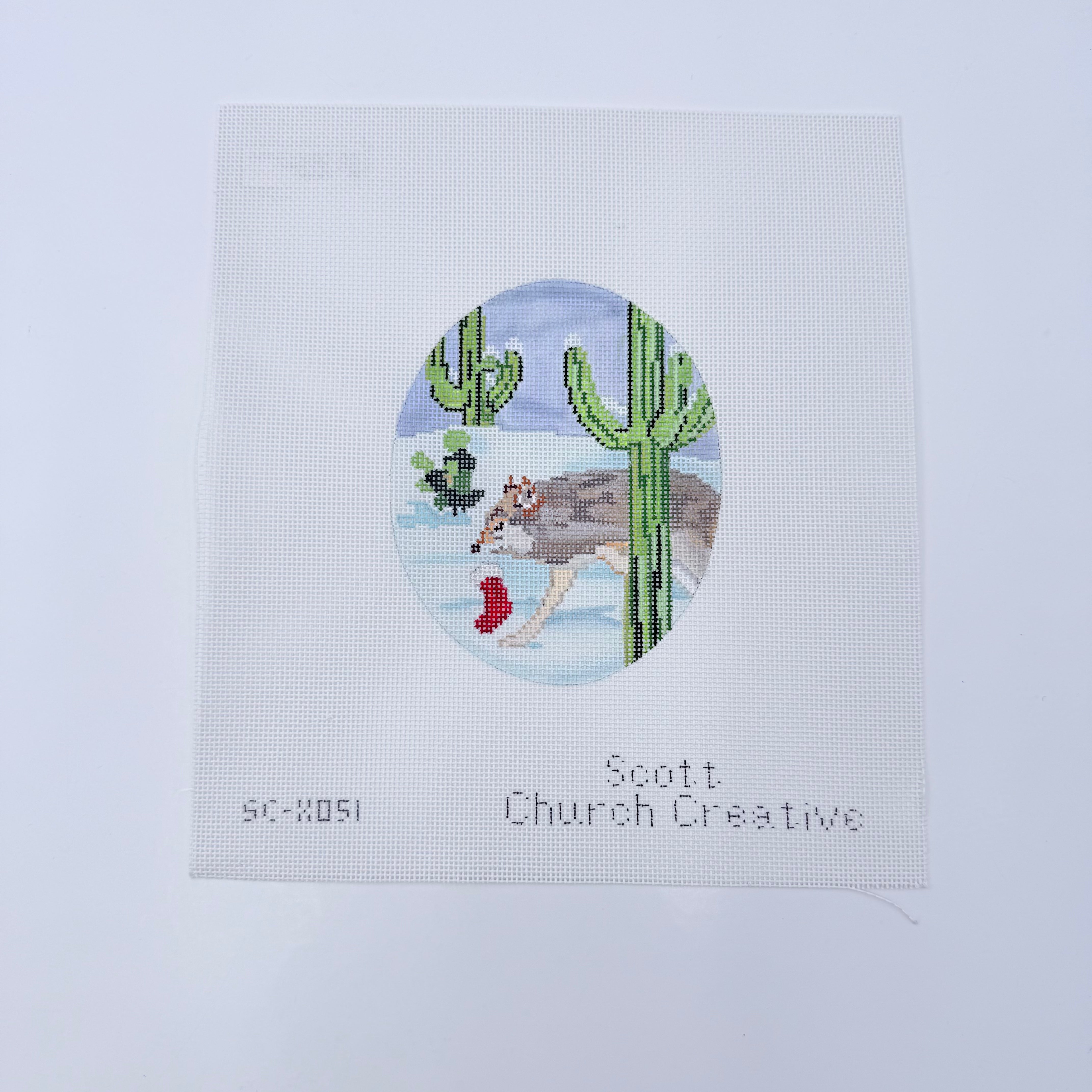 Coyote Oval Canvas - KC Needlepoint