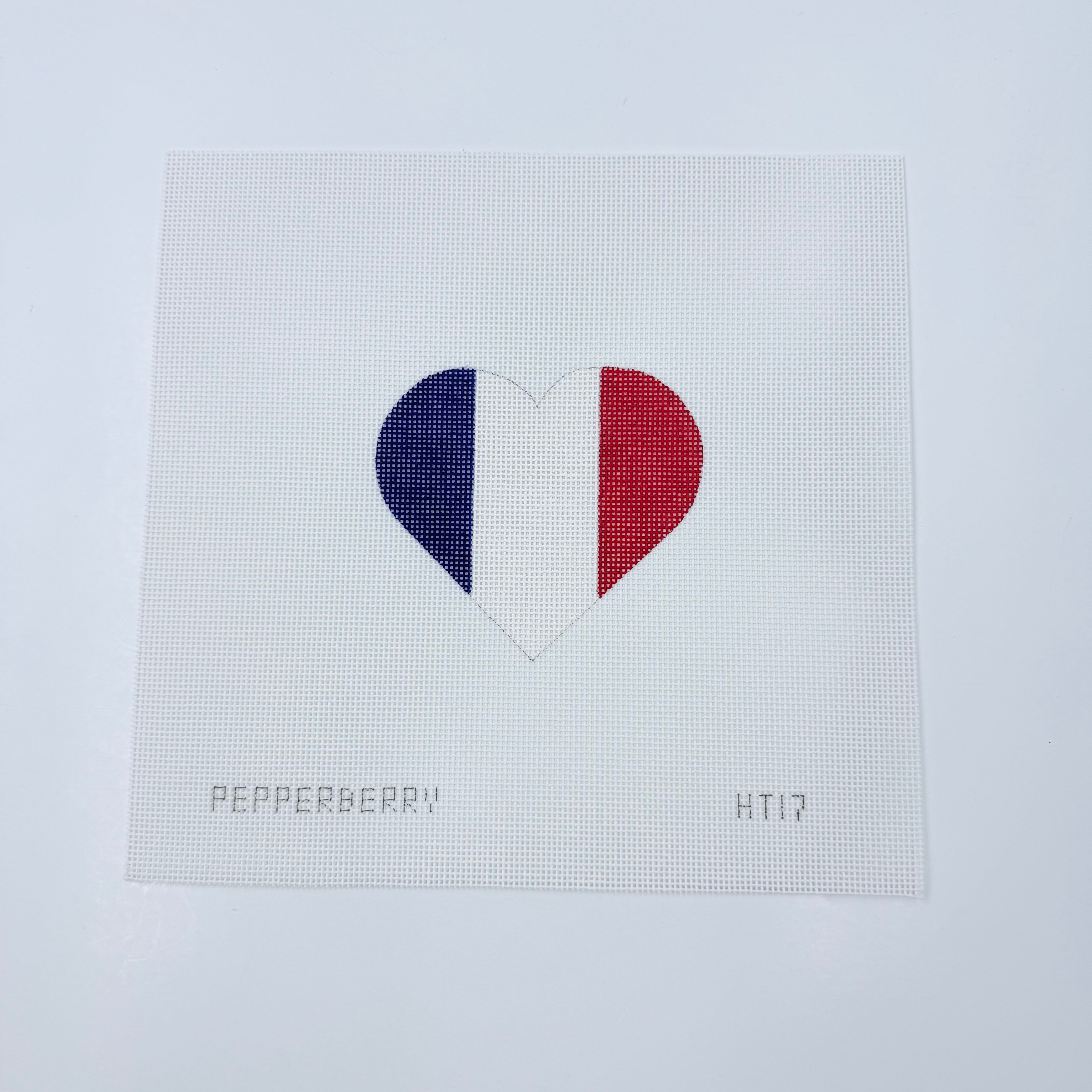 French Flag Heart Canvas - KC Needlepoint