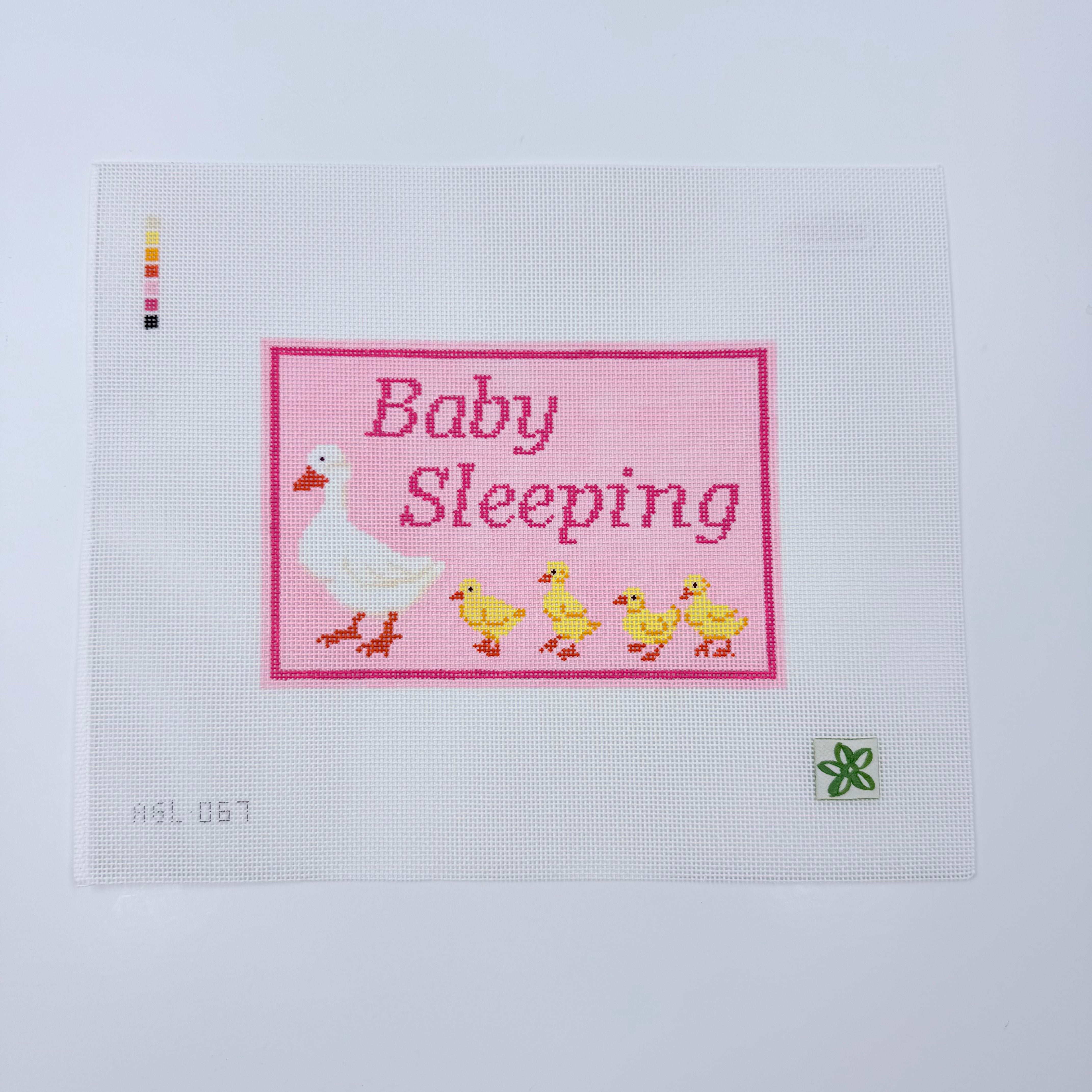 Ducks Baby Sleeping on Pink Canvas - KC Needlepoint